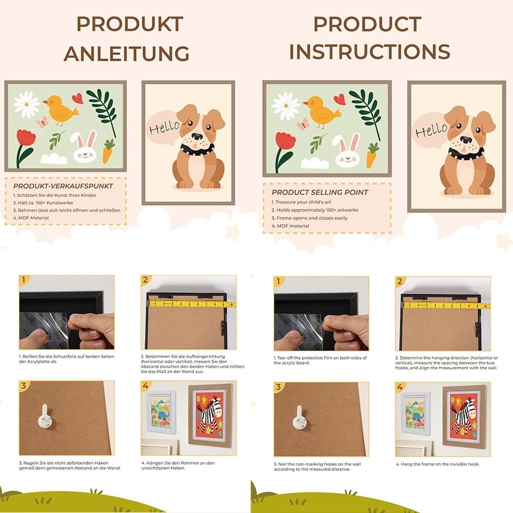 Kids Art Frames - Front Opening A4 Display for Drawings & Crafts | School & Home Decor