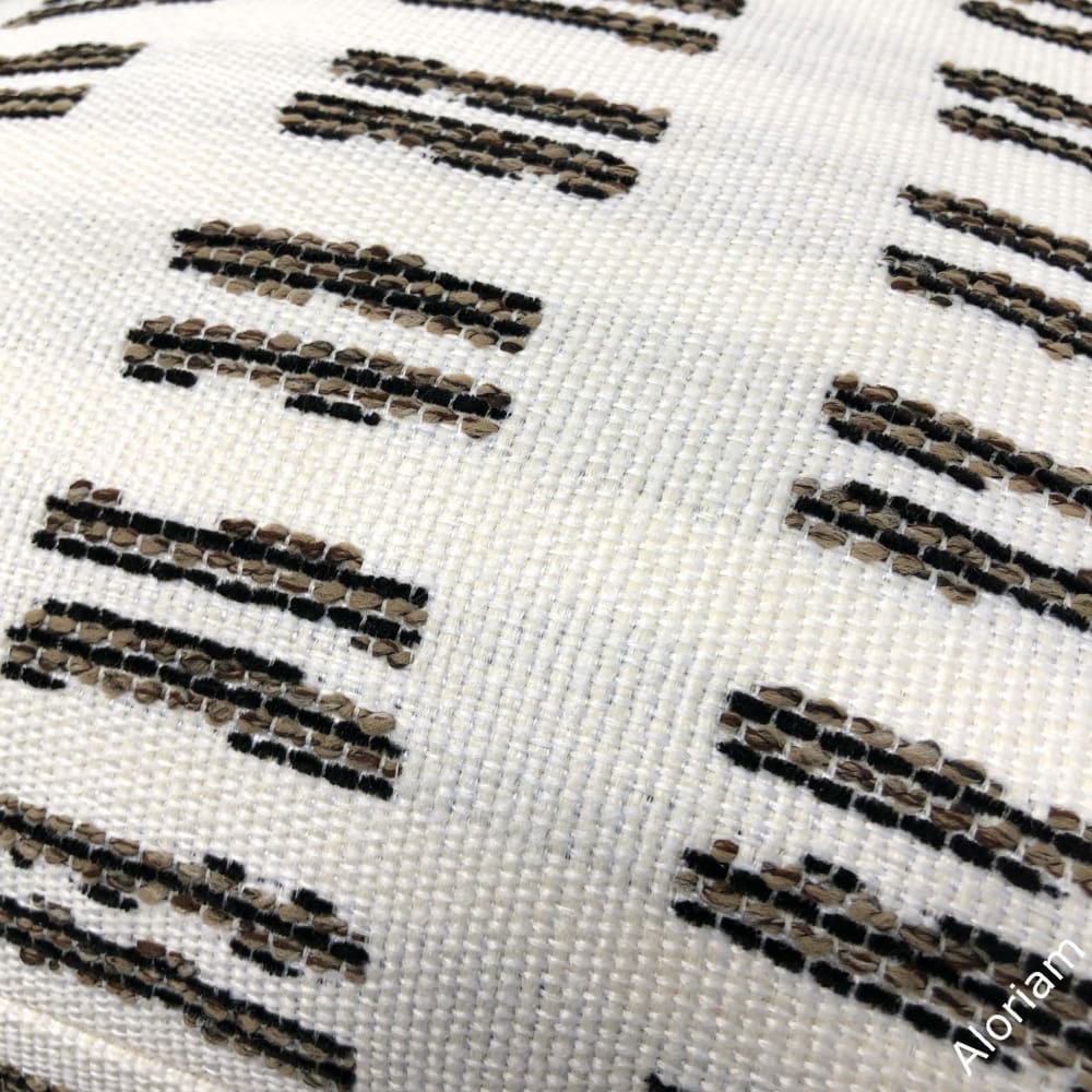 Stewart White Brown Textured Stripe Pillow Cover - Premium Performance Fabric - Decorative Throw Pillow Case for Sofa, Bed & Couch - Home Decor Accent