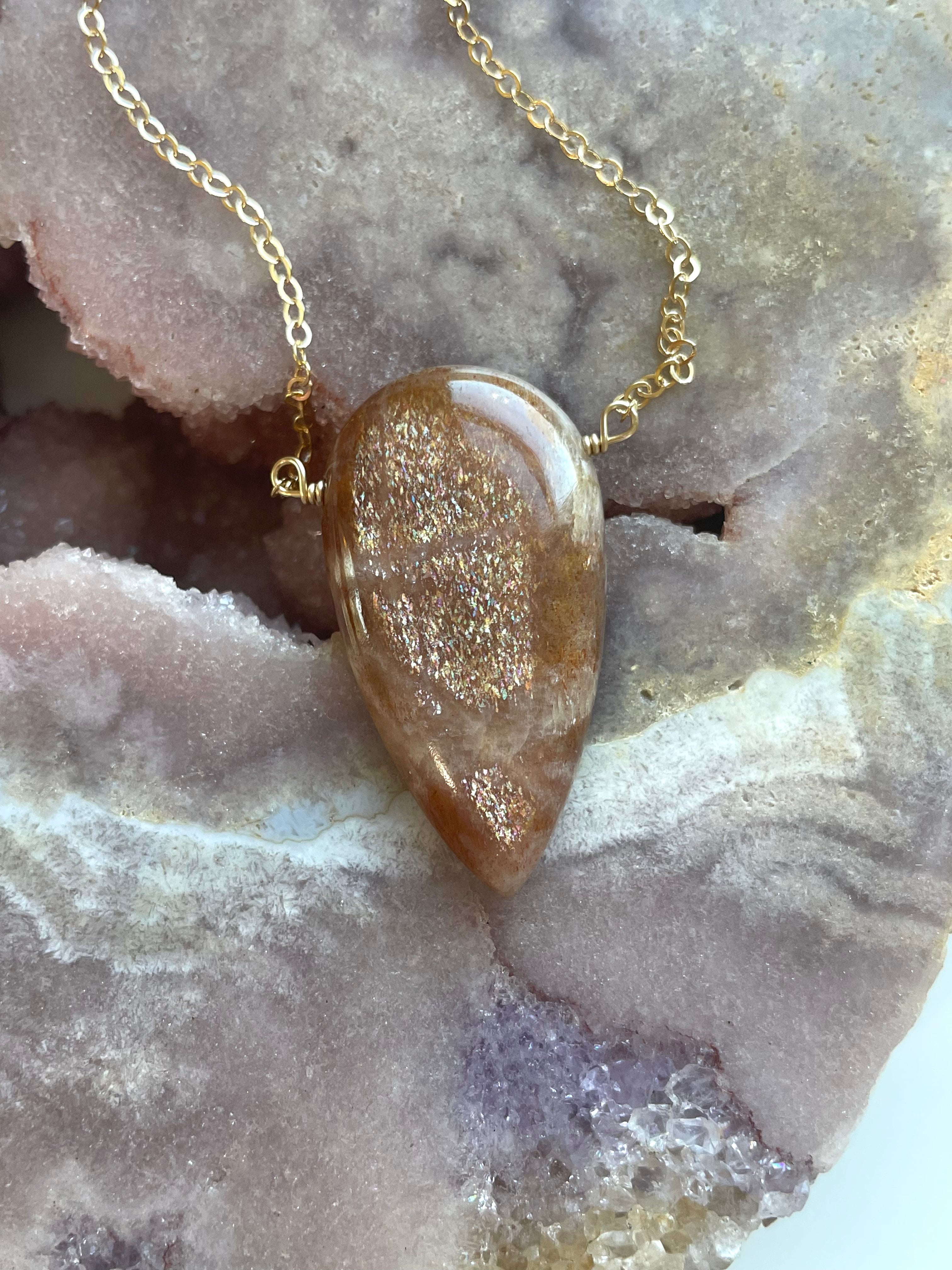 Custom Rainbow Lattice Sunstone Jewelry - Handmade Gemstone Pendant for Necklace or Bracelet - Perfect for Boho Fashion, Spiritual Healing & Unique Gifts