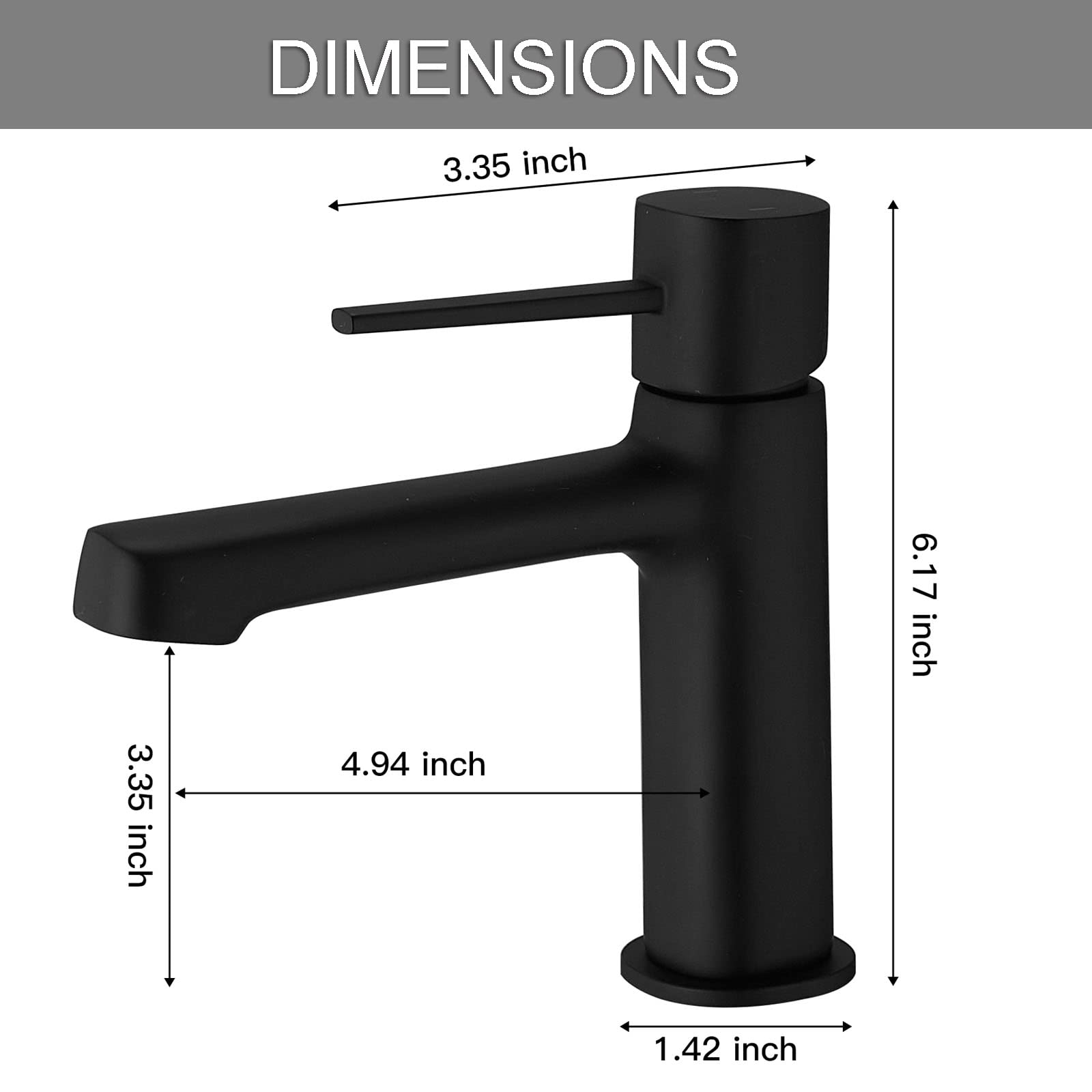 Matte Black Brass Bathroom Faucet with Pop-Up Drain - for Sink Basin & Lavatory