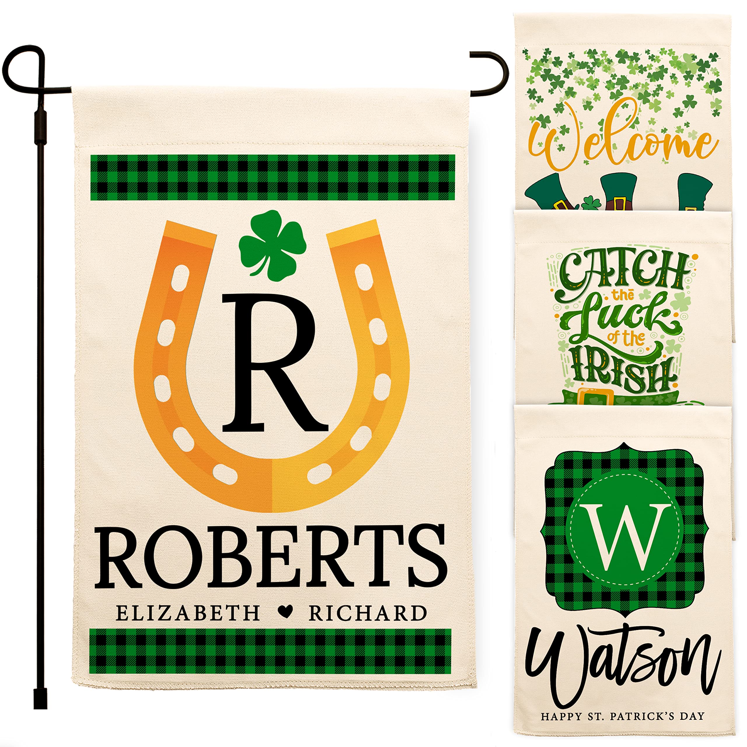 St. Patrick's Day Garden Flags - 6 Irish-Themed Outdoor Decor Designs - Lucky Shamrock & Gnome Yard Flags for Home, Farmhouse, and Pub Decorations - Perfect for Patio, Lawn, and St. Patrick's Day Party Decor