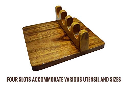 Abhiswa Bamboo Spoon Rest & Utensil Holder – Eco-Friendly Kitchen Organizer for Stove Top & Counter – Perfect for Cooking, Serving & Keeping Counters Clean
