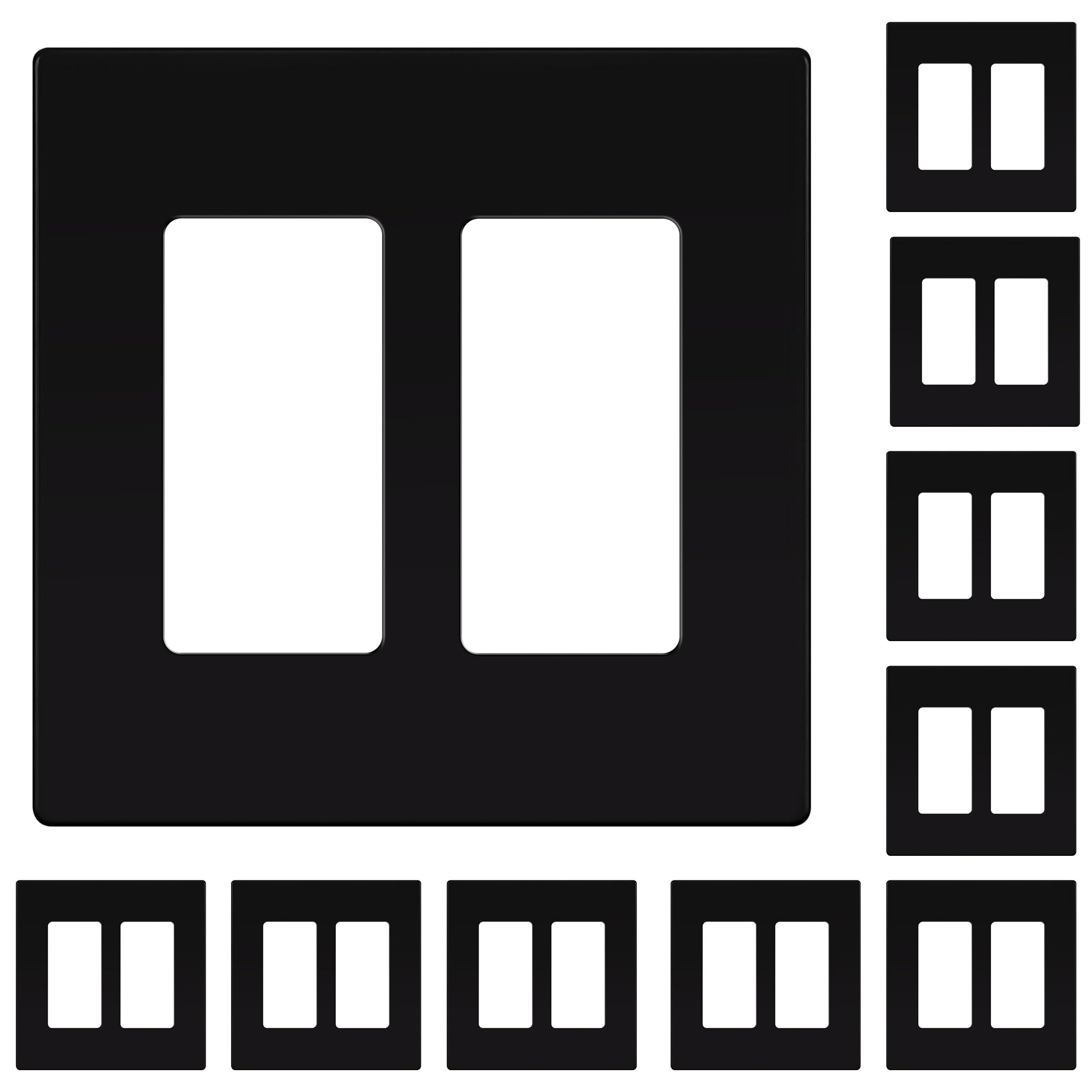 ENERLITES Screwless Decorator Wall Plates - Child Safe Outlet Covers, 2-Gang Size 4.68