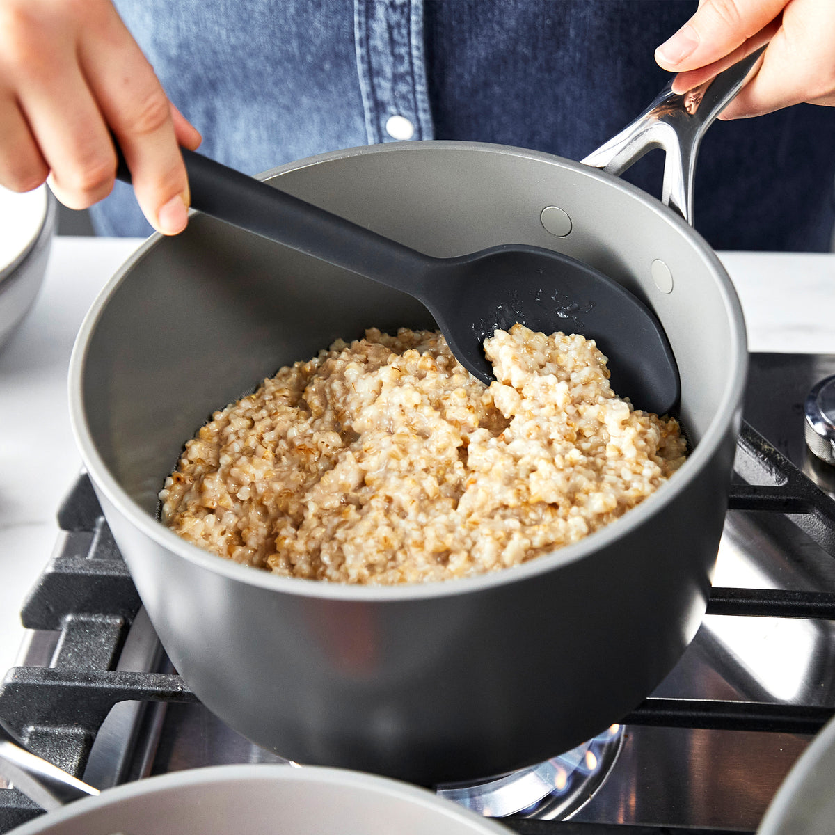 Premium Platinum Silicone Cooking Spoon - Heat Resistant & Non-Stick Kitchen Utensil for Baking, Cooking, and Serving - Perfect for Everyday Use in Home Kitchens