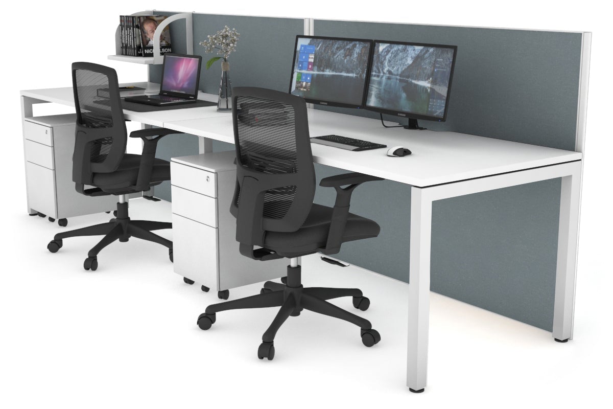 Horizon Quadro 2-Person Office Workstation with Square Legs - 1200L x 800W Dimensions, Cable Management Scallop - Perfect for Collaborative Workspaces & Modern Offices