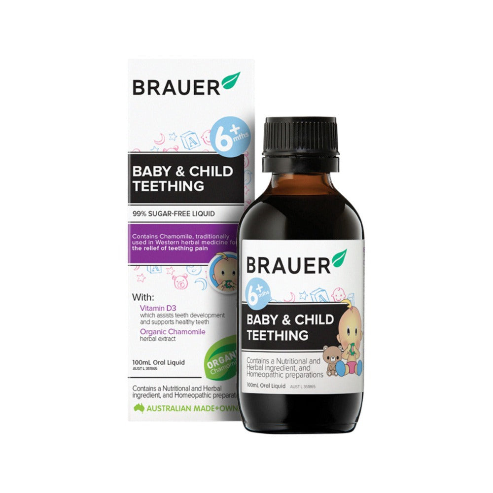 Brauer Baby & Child Teething Oral Liquid 100g - Natural Pain Relief for Teething Infants & Toddlers - Soothe Sore Gums at Home or On-the-Go