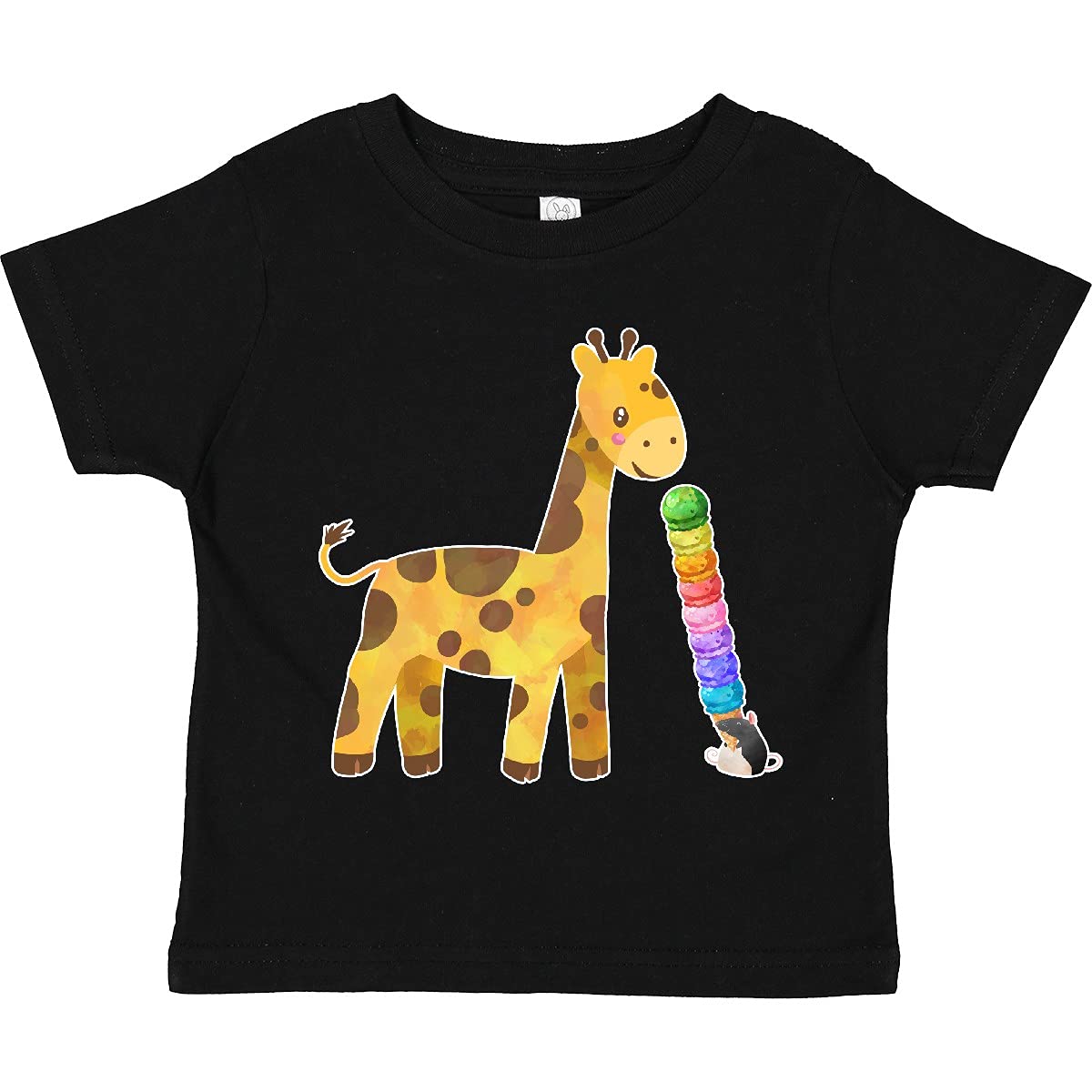 Inktastic Giraffe and Rat Friends with Ice Cream Toddler T-Shirt - Cute Animal Graphic Tee for Boys & Girls - Perfect for Playdates, Birthday Parties & Casual Outfits