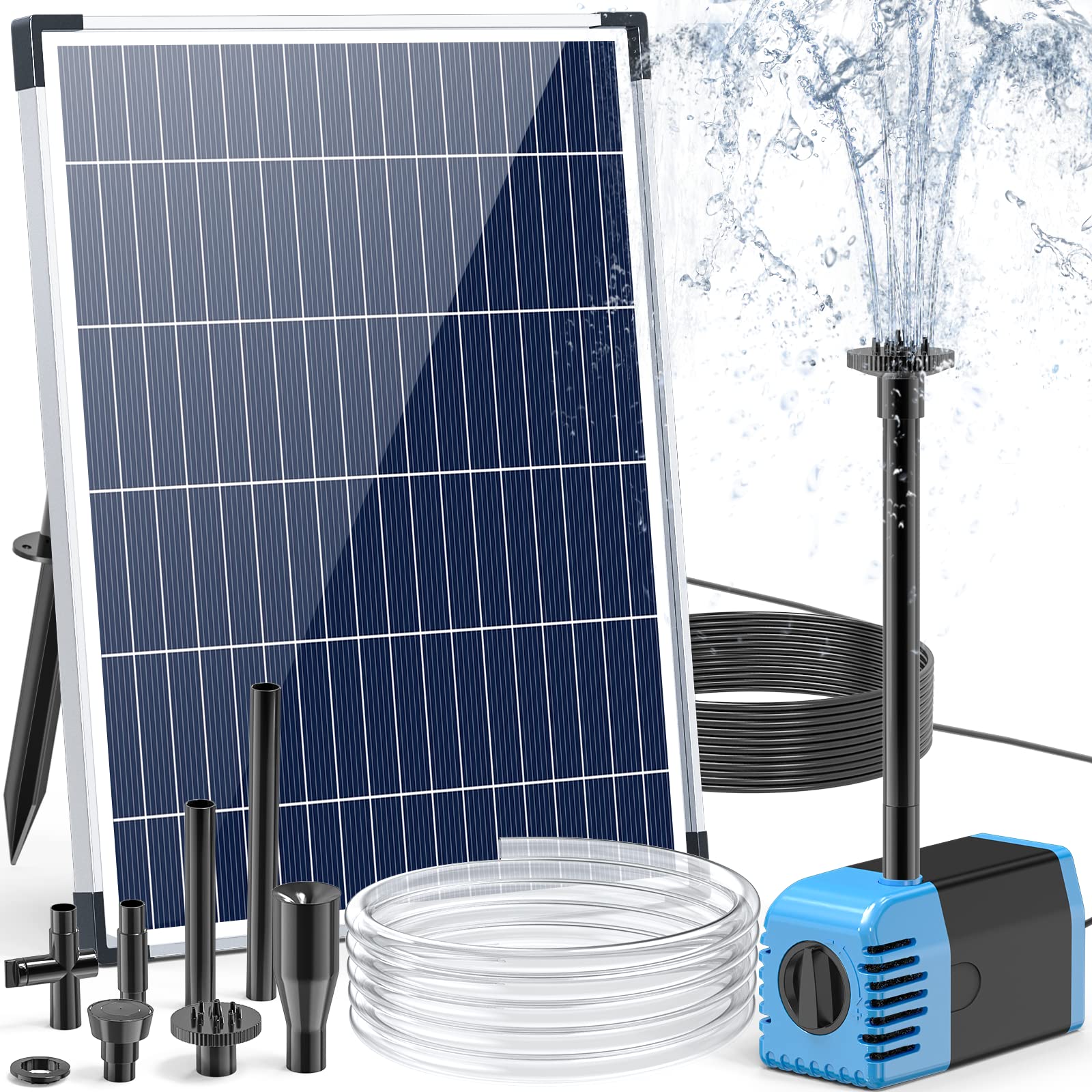 POPOSOAP 12W Solar Fountain Pump - 160GPH Adjustable Flow Submersible Water Pump for Outdoor Fountains, Ponds, Fish Tanks, Gardens & Pools | Perfect for Backyard Decor, Bird Baths & Water Features
