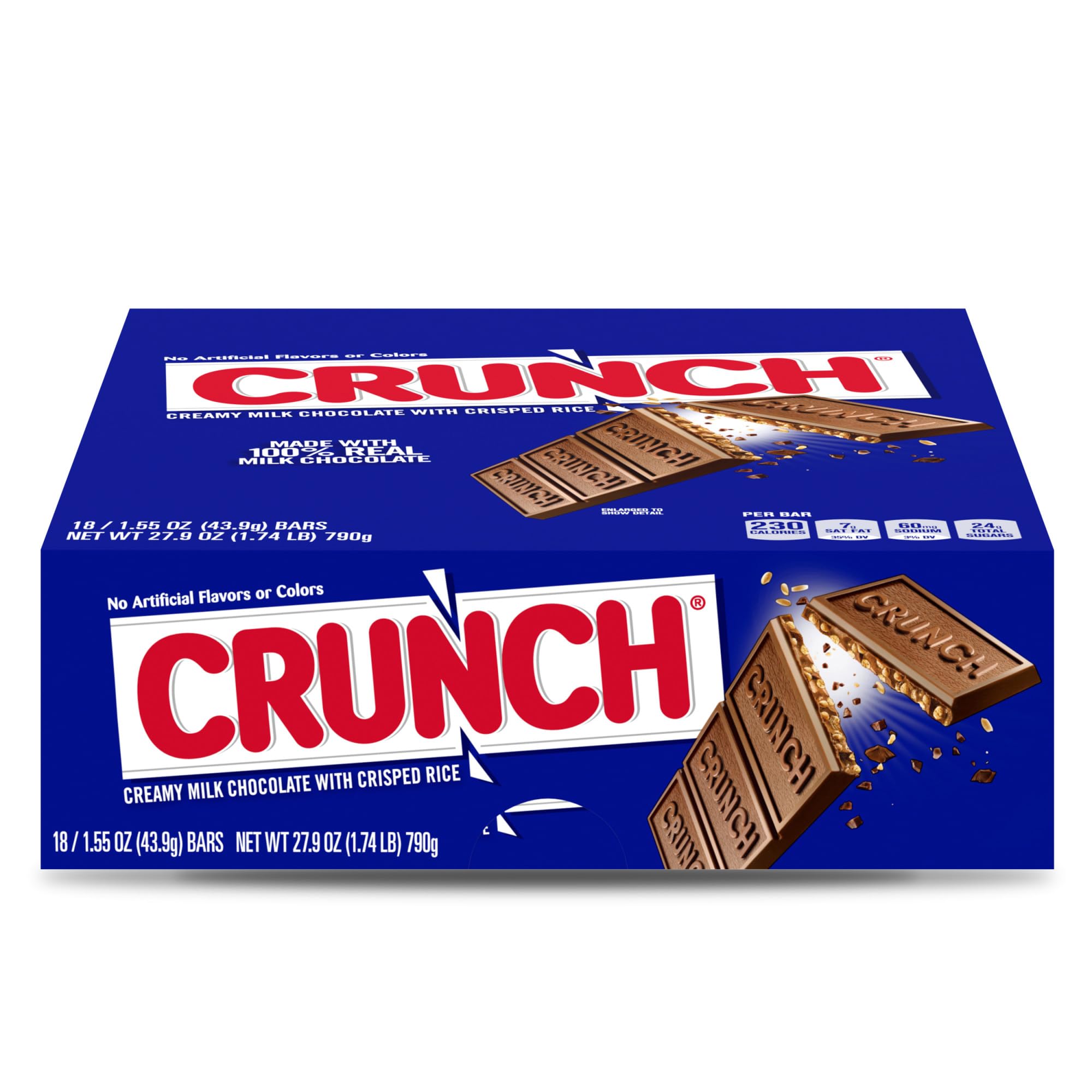 CRUNCH Bulk 18 Pack - Milk Chocolate & Crisped Rice Candy Bars (1.55 oz Each) - Individually Wrapped Holiday Treats for Stocking Stuffers, Party Favors & Office Snacks