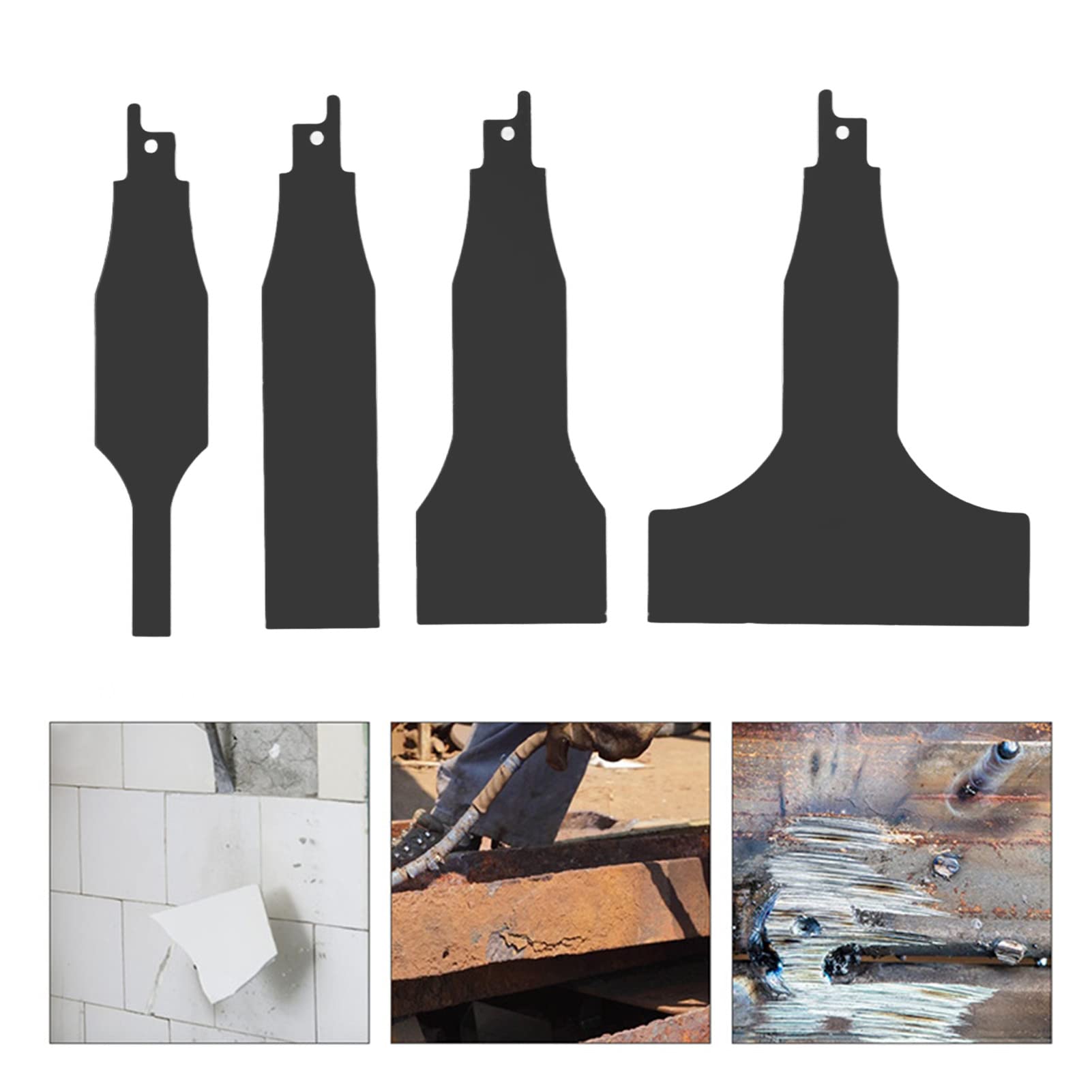 4PCS High Carbon Steel Reciprocating Saw Scraper Blades - Multi-Purpose Tile Cleaning & Grout Removal Tools for DIY Home Renovation, Flooring Projects and Construction Work