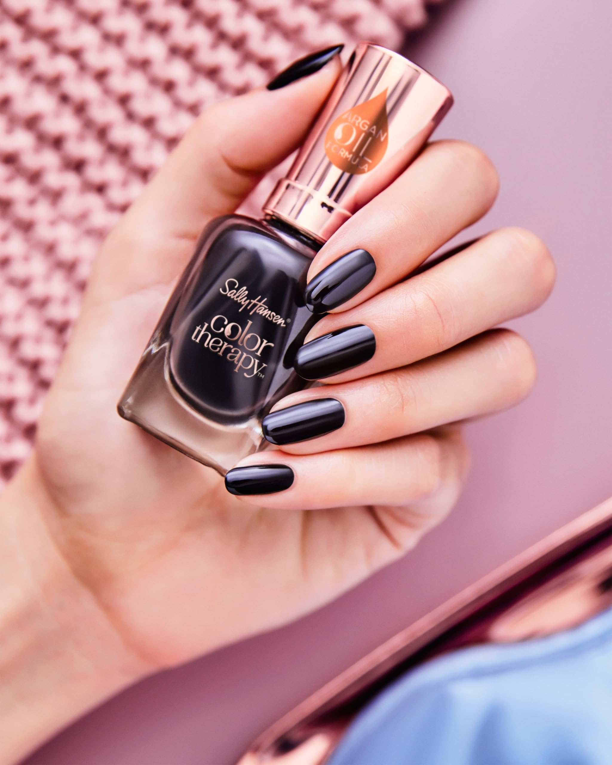 Sally Hansen Color Therapy Nail Polish - Raisin the Bar, Argan Oil Infused Formula (0.5 Oz) | Strengthening & Growth Treatment for Strong, Healthy Nails | Perfect for Salon-Quality Manicures at Home & Professional Nail Care