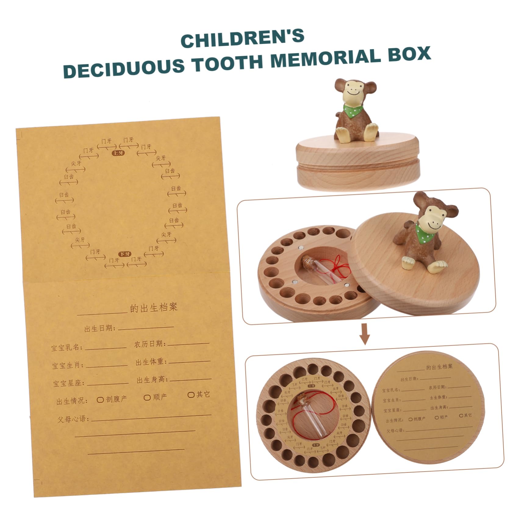 VICASKY Kids Tooth Box - Beech Wood Lost Tooth Holder & Keepsake Case for Baby Teeth - Perfect for Tooth Fairy Gifts and Childhood Memories