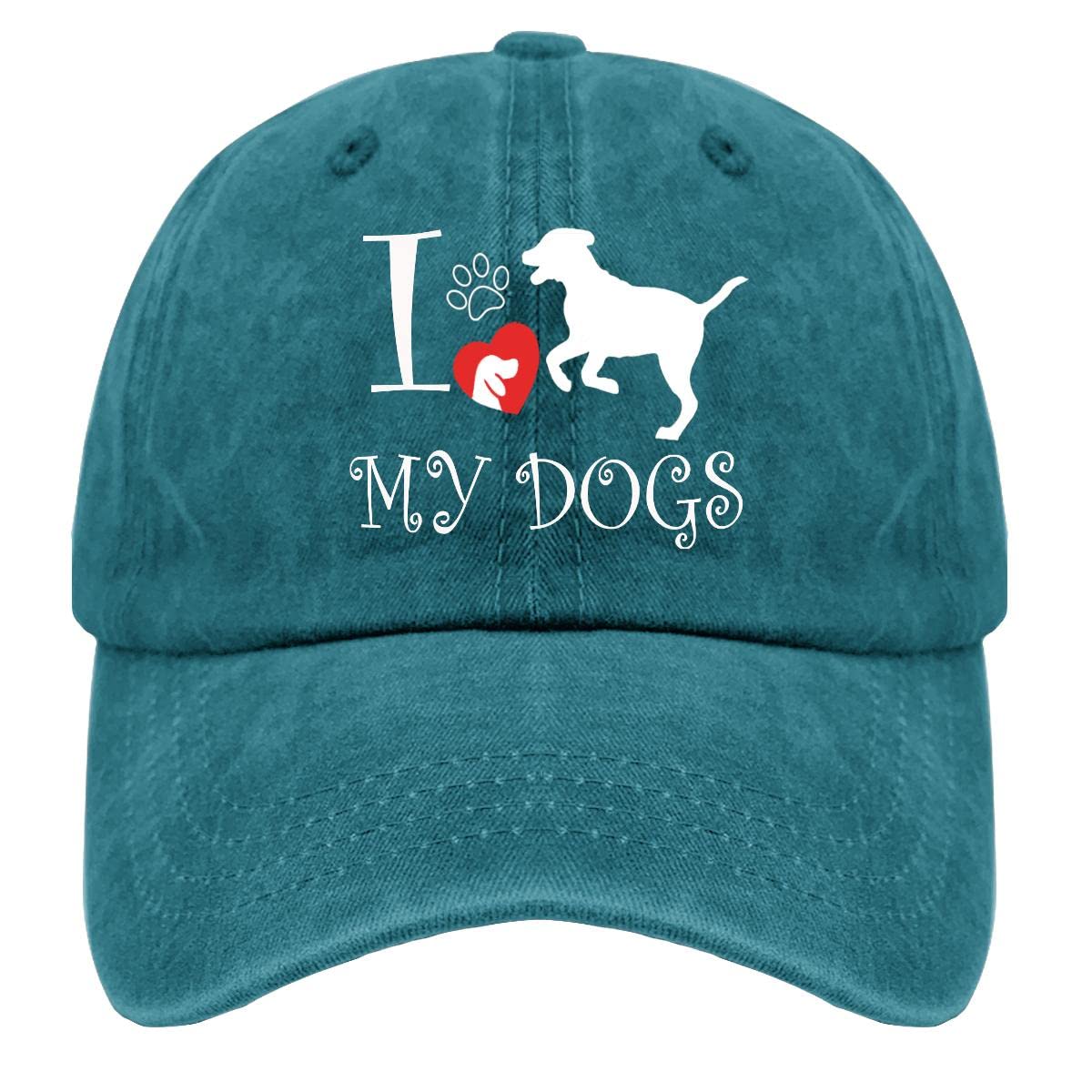 Vintage Cowboy Dad Hats - Low Profile Baseball Cap for Women & Men - Soft Cotton Washed I Love My Dogs Golf Caps - Perfect for Outdoor Activities, Casual Wear & Pet Lovers