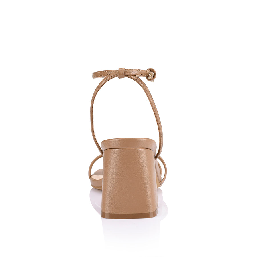 Stevie Block Heel Sandals for Women - Dark Camel Leather Comfortable Dress Shoes | Perfect for Weddings, Parties & Office Wear