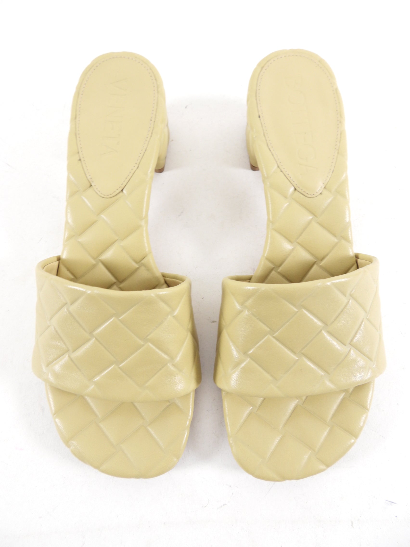 Bottega Veneta Beige Embossed Leather Block Heel Sandals Size 37 | Luxury Women's Designer Shoes for Wedding, Party & Evening Wear