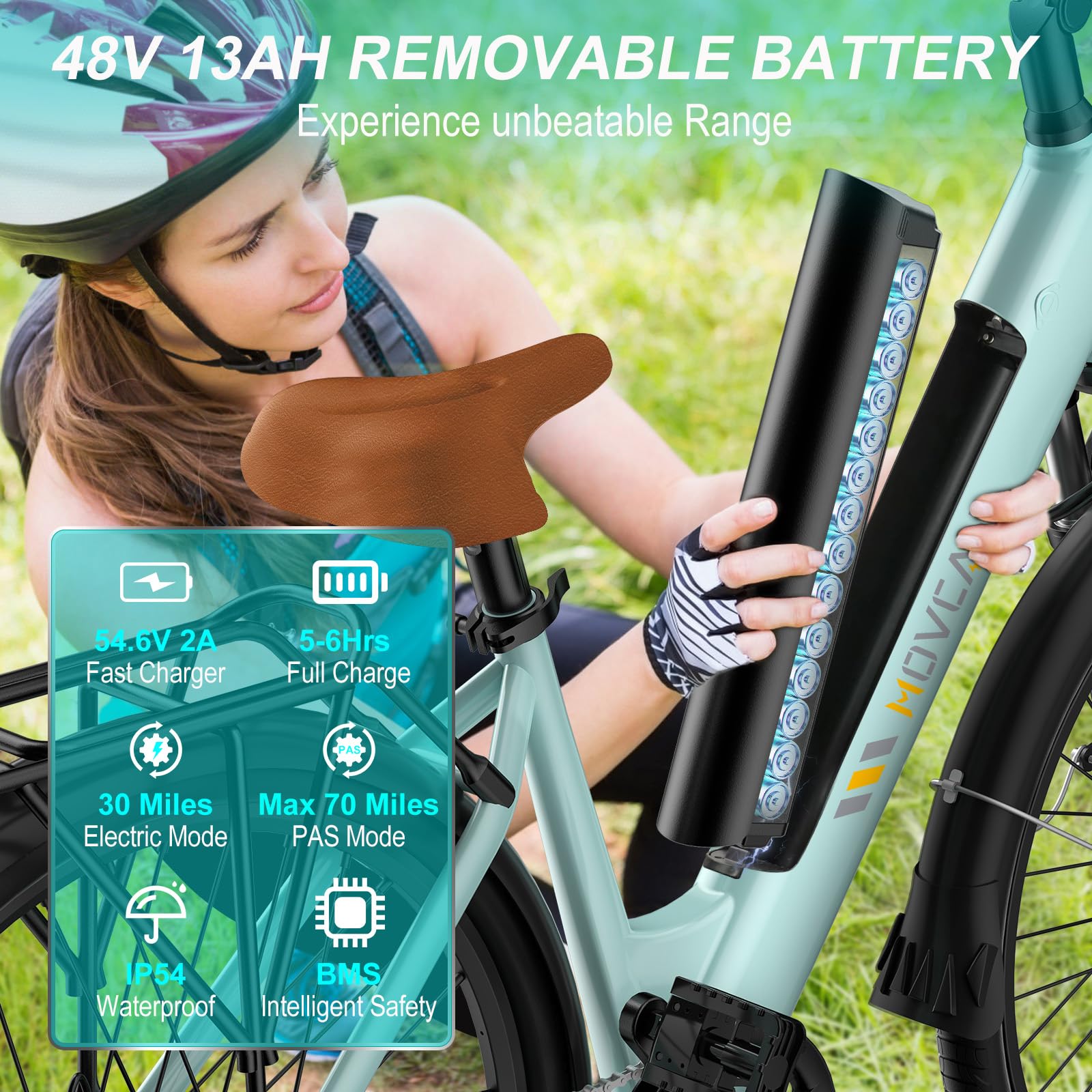 V80 1000W Electric Bike for Adults - 28MPH 48V 13Ah Removable Battery E-Bike - 26