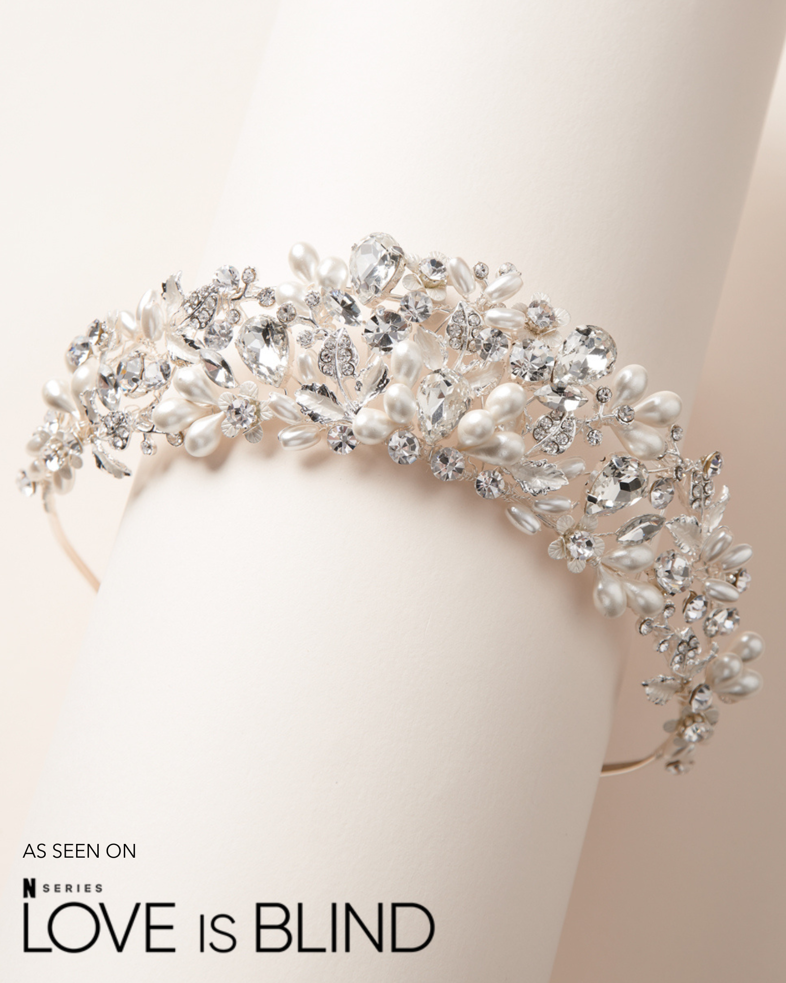 Audra Pearl & Crystal Tiara – Elegant Bridal Headpiece for Weddings, Prom, and Special Occasions