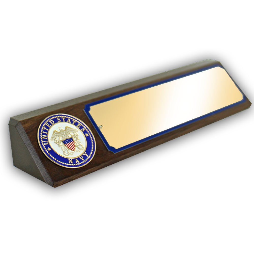 Personalized US Navy Wooden Desk Block - Genuine Walnut with Custom Engraving | Perfect for Military Gifts, Office Decor & Navy Veteran Appreciation