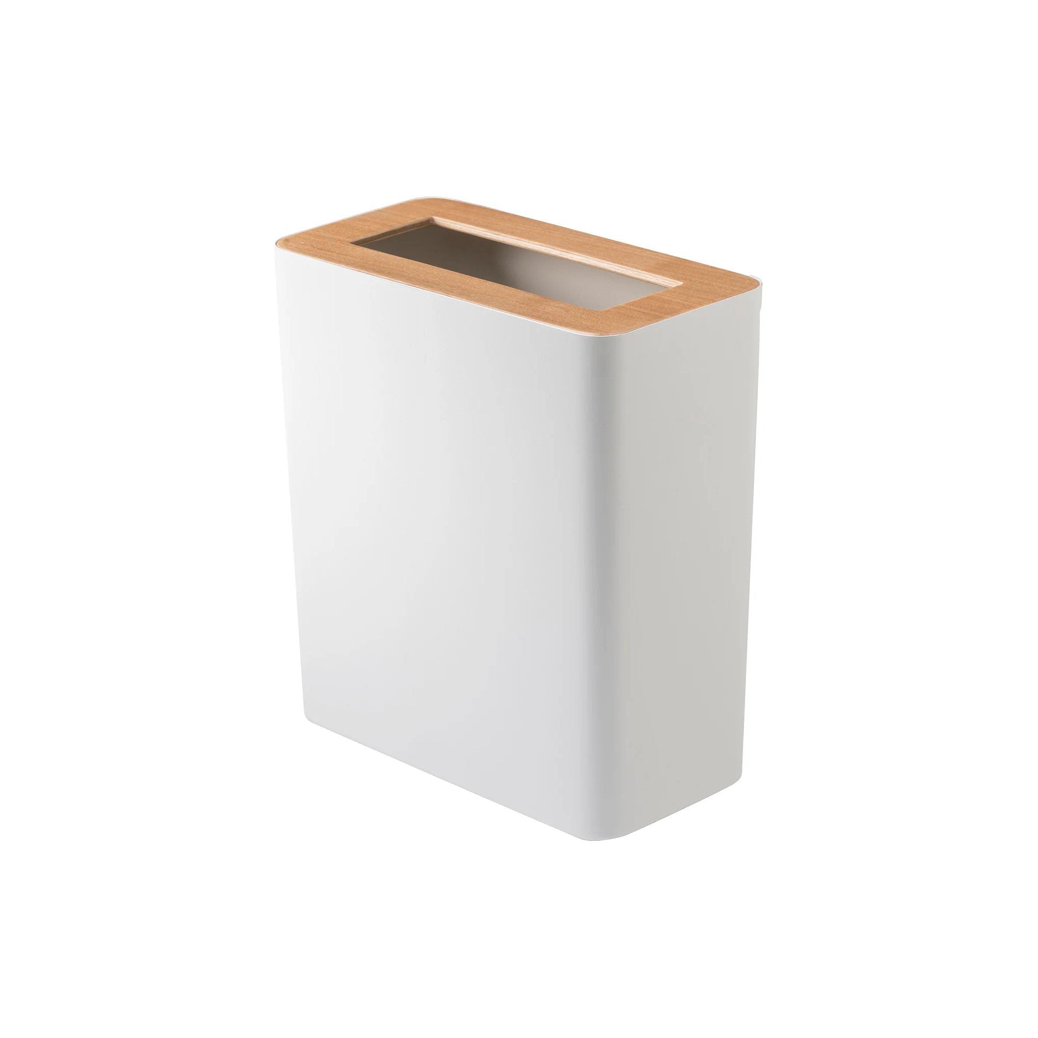 YAMAZAKI Rin White Square Trash Can & Paper Bin - Perfect for Office, Kitchen, and Bathroom Waste Disposal