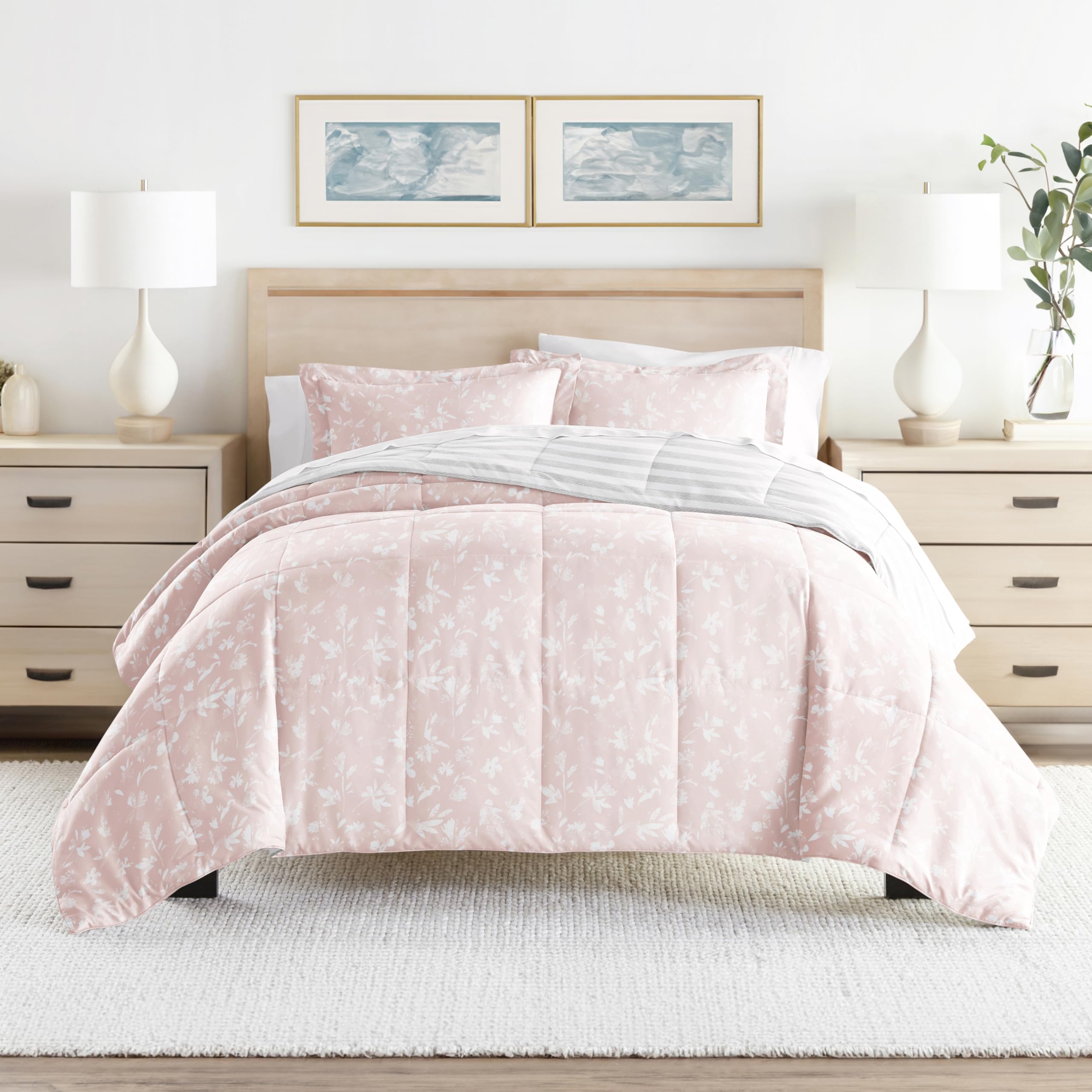 Luxury Reversible King Size Comforter Set (3 Piece) - Soft & Lightweight Down Alternative Bedding - Includes King Comforter & 2 Pillow Shams - Perfect for Master Bedroom, Guest Room & Cozy Home Decor