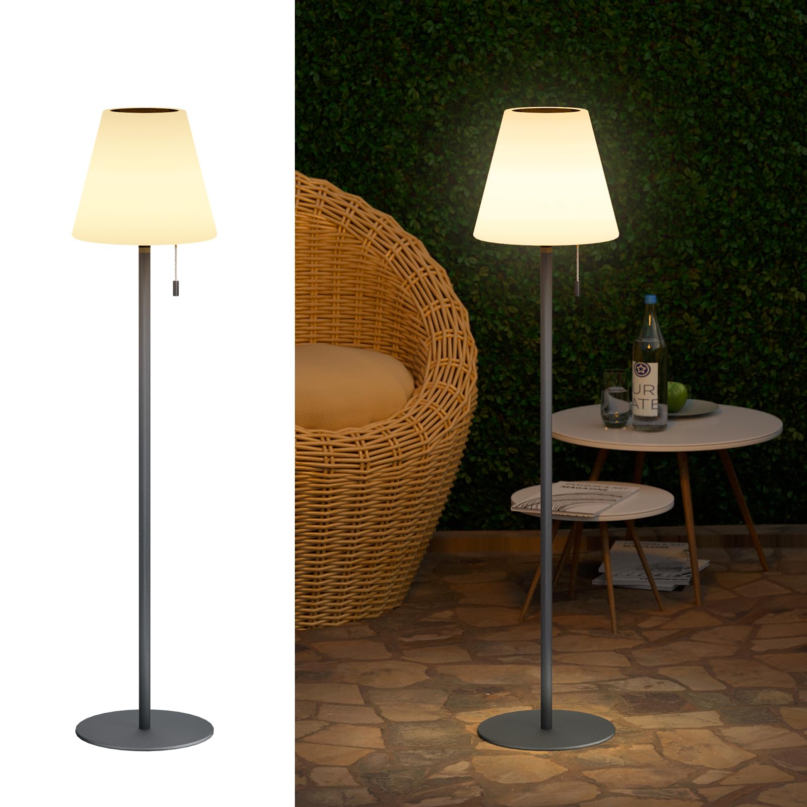 Solar Powered Outdoor Floor Lamp - Waterproof, Cordless, Dimmable Warm White & RGB LED Lighting for Garden, Lawn, Pool, Patio | Perfect for Backyard, Deck, and Landscape Illumination