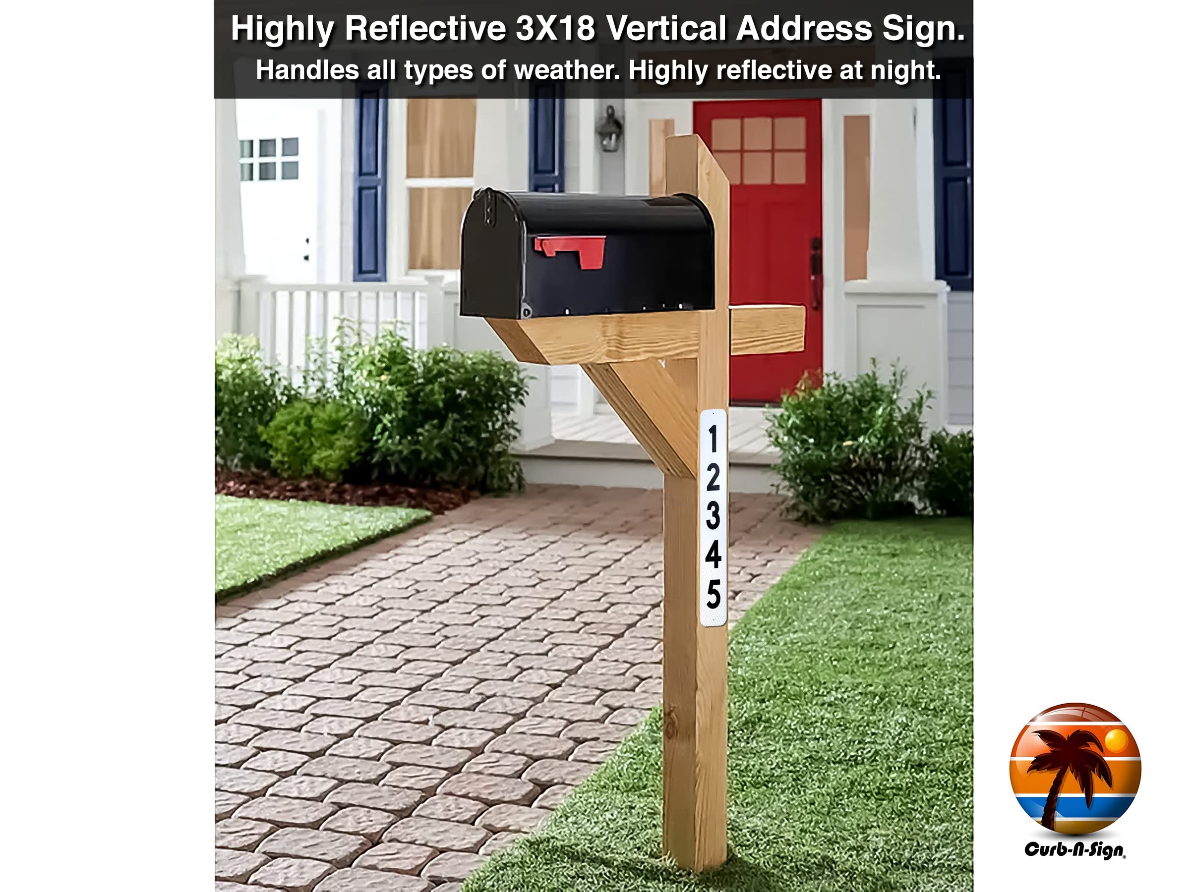 Custom Reflective Mailbox Address Numbers Plaques - 2 Pack Brown House Numbers with Pre-Drilled Holes for Easy Outdoor Installation | Perfect for Mailboxes, Front Doors, and Driveway Posts