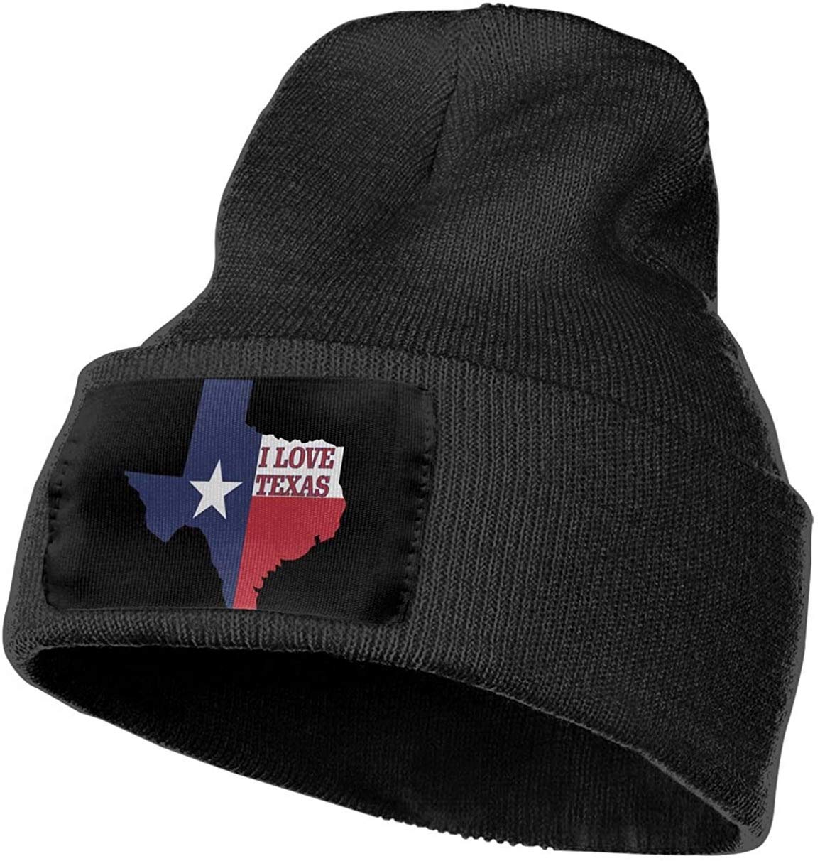 Texas Flag Beanie Hat for Men & Women - Stretchy, Soft Knit Skull Cap in Black - Perfect for Outdoor Activities, Sports & Winter Fashion