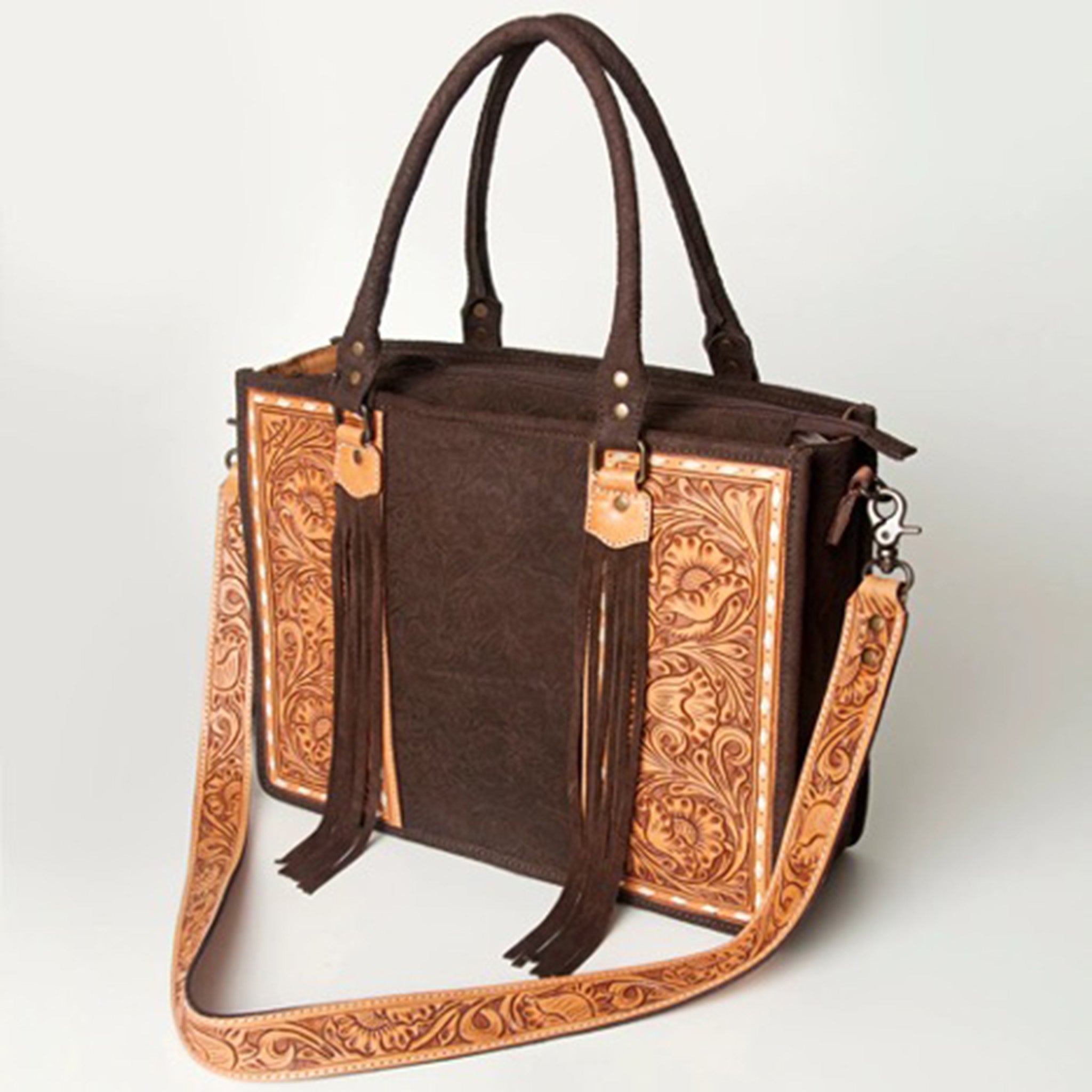 American Darling Conceal Carry Tooled Leather Purse for Women - Handmade Genuine Leather Concealed Carry Handbag with Shoulder Strap - Perfect for Everyday Use, Travel & Self Defense