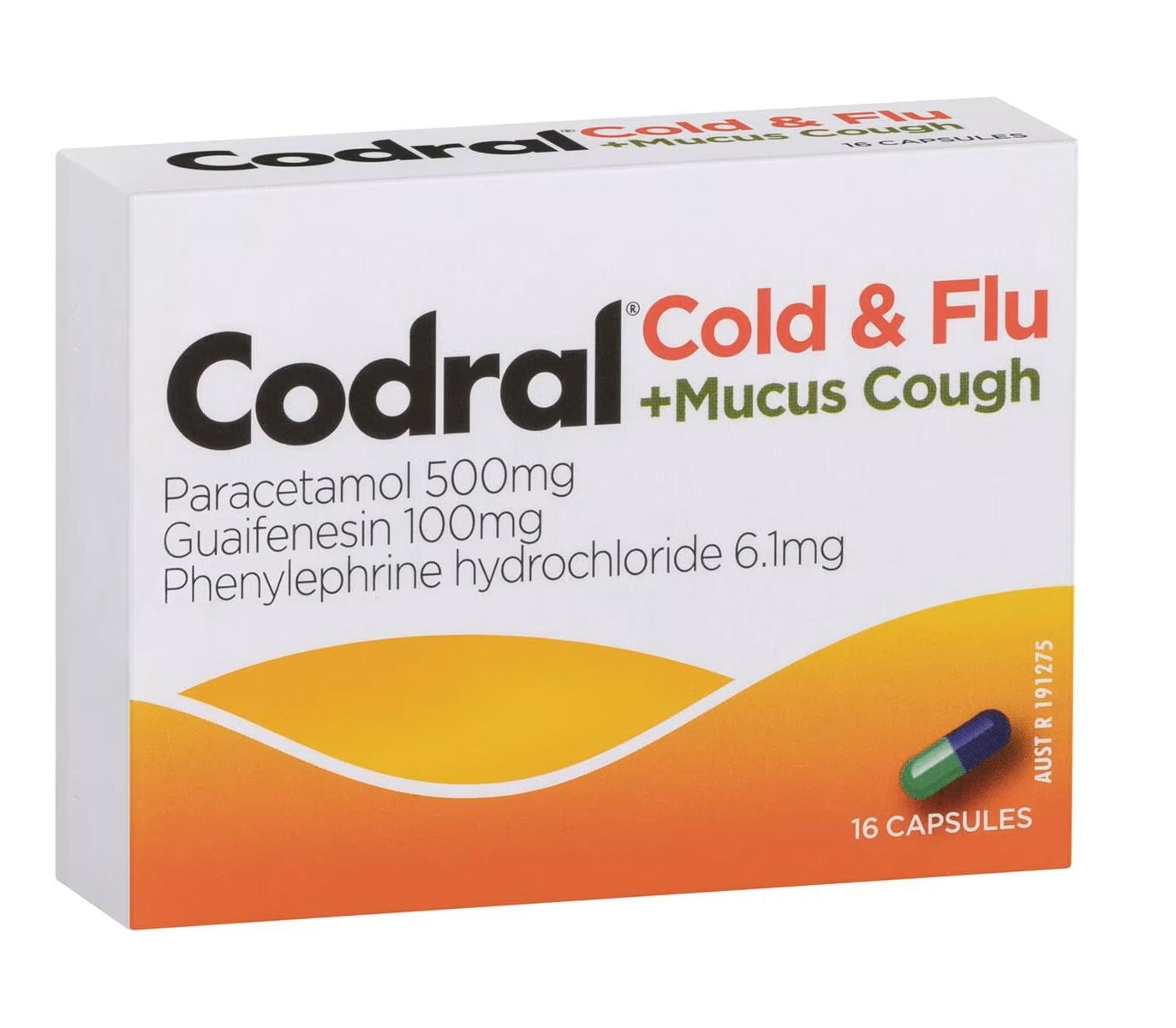 Codral Cold & Flu + Mucus Cough Relief Capsules - Fast-Acting Medicine for Cold Symptoms, Congestion & Cough - Day & Night Relief for Adults - Perfect for Work, Travel & Home Use