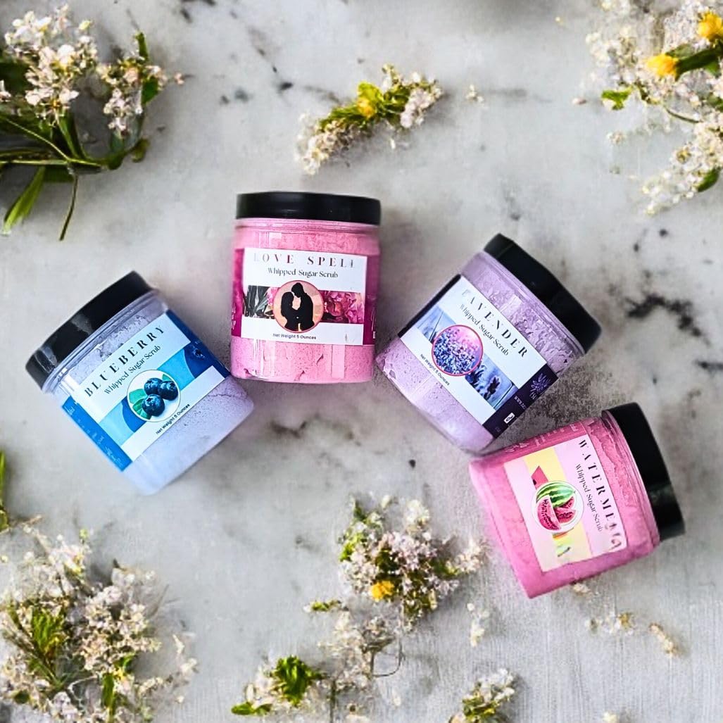 Organic Blueberry Sugar Scrub Soap - Exfoliating & Moisturizing Whipped Cream Body Scrub for Soft, Glowing Skin - Perfect for Spa Day, Self-Care & Gift Giving
