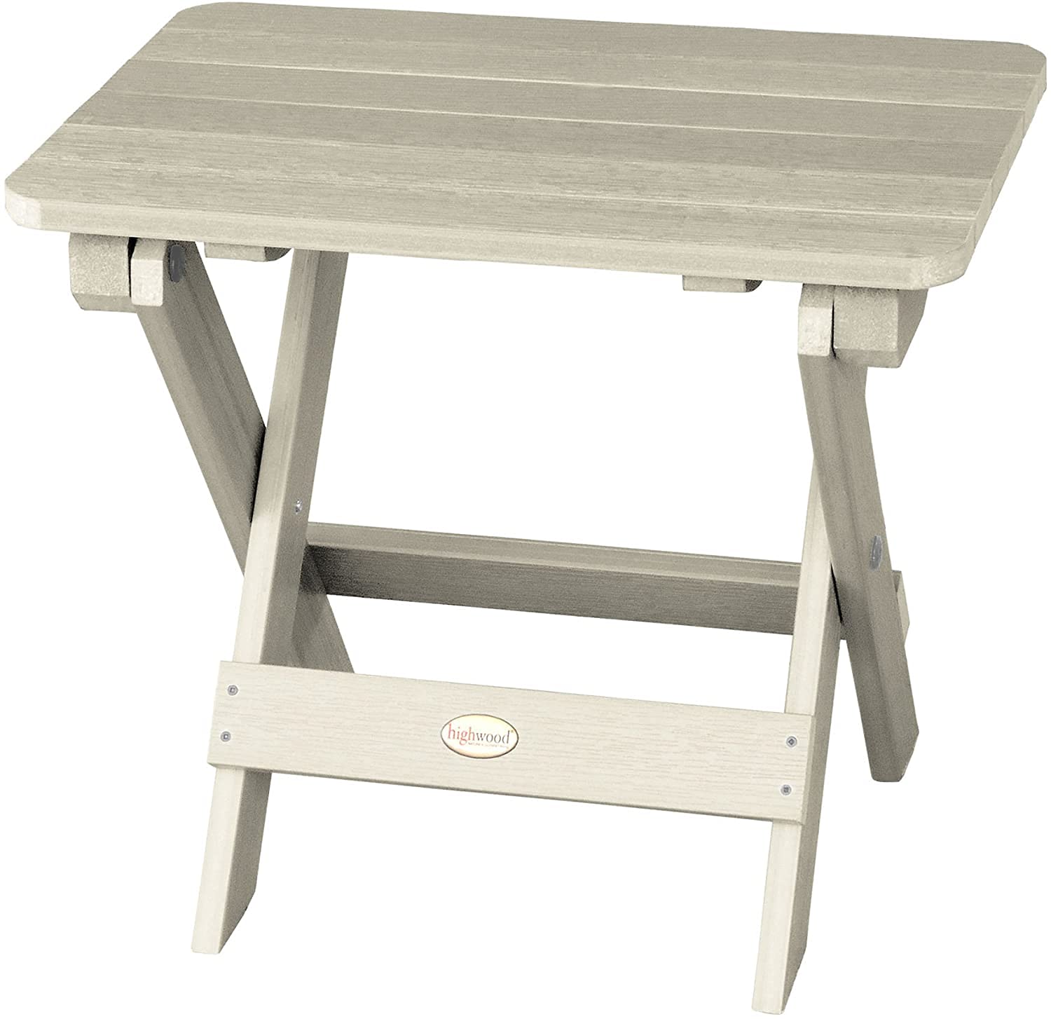 Highwood AD-TBS1-WAE Whitewash Folding Adirondack Side Table - Deluxe Outdoor Patio Furniture for Garden, Deck, Poolside & Backyard Relaxation