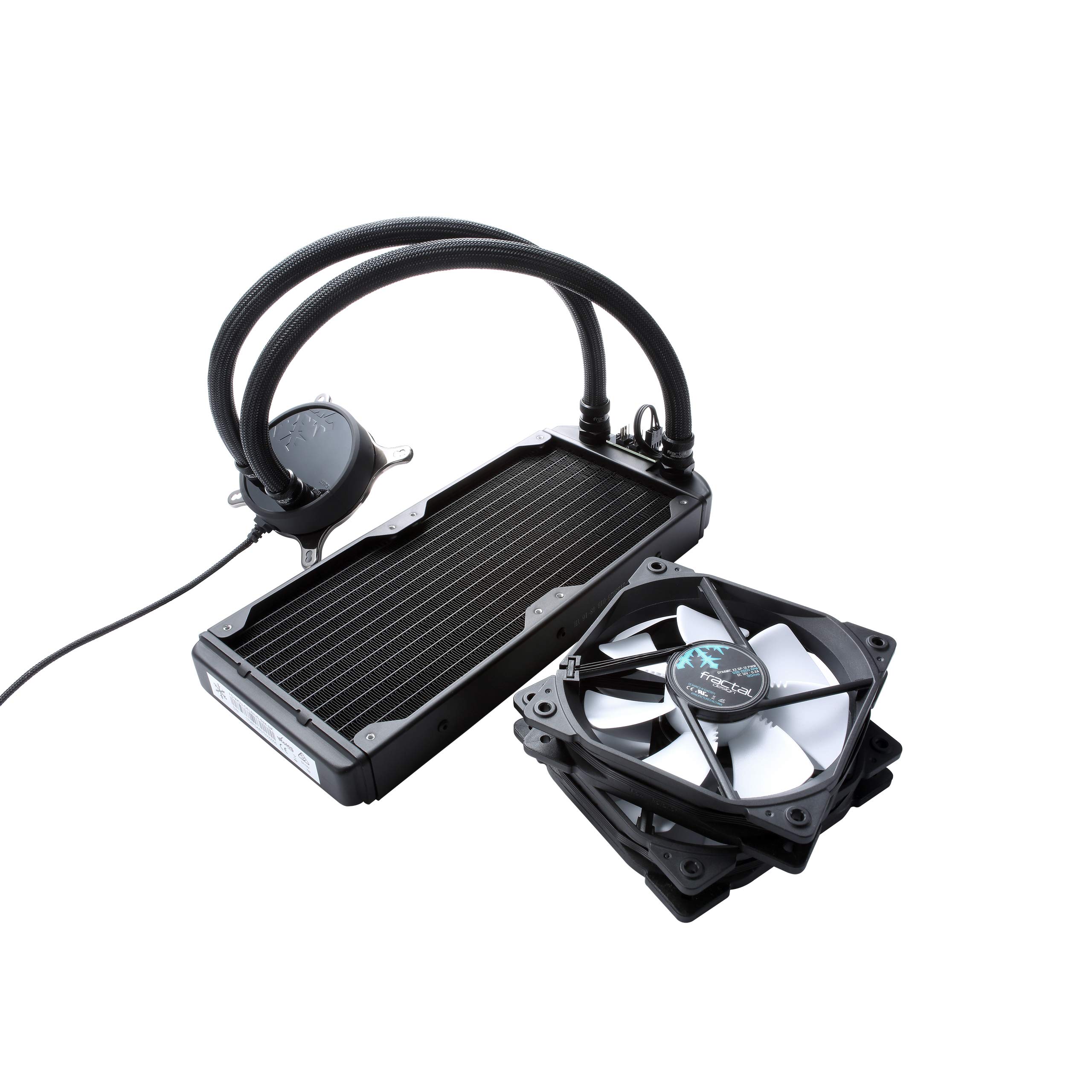 Fractal Design Celsius S24 240mm AIO Liquid CPU Cooler - Ultra Silent PWM Pump with Intelligent Controls - Includes 2X Dynamic X2 PWM GP-12 120mm Fans - 1/4
