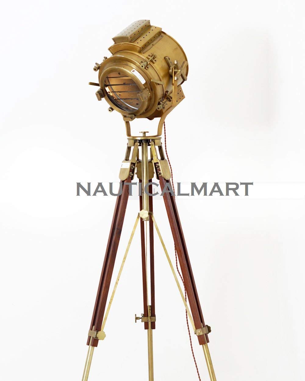 NauticalMart Classic Designers Lamp Spotlight Searchlight with Adjustable Tripod Stand (Set of 2) - Perfect for Marine Boating, Outdoor Camping & Home Decoration