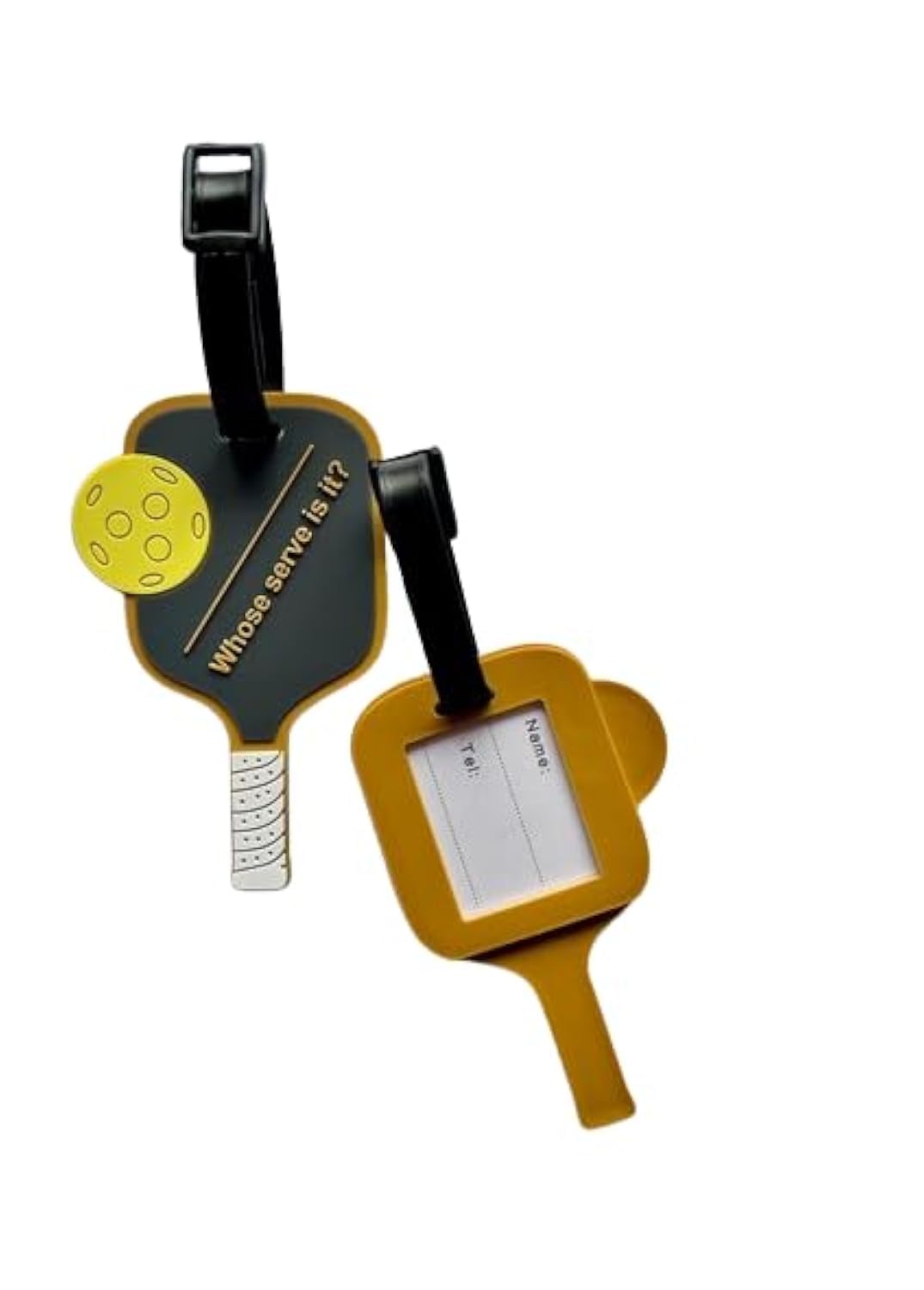 ID Tag Bag Buddy - Who's Serve is It? - Durable PVC Sports Luggage Tag with Funny Pickleball Sayings - Perfect Travel & Sports Accessory for Pickleball Players - Ideal for Gym Bags, Tennis Courts & Airports