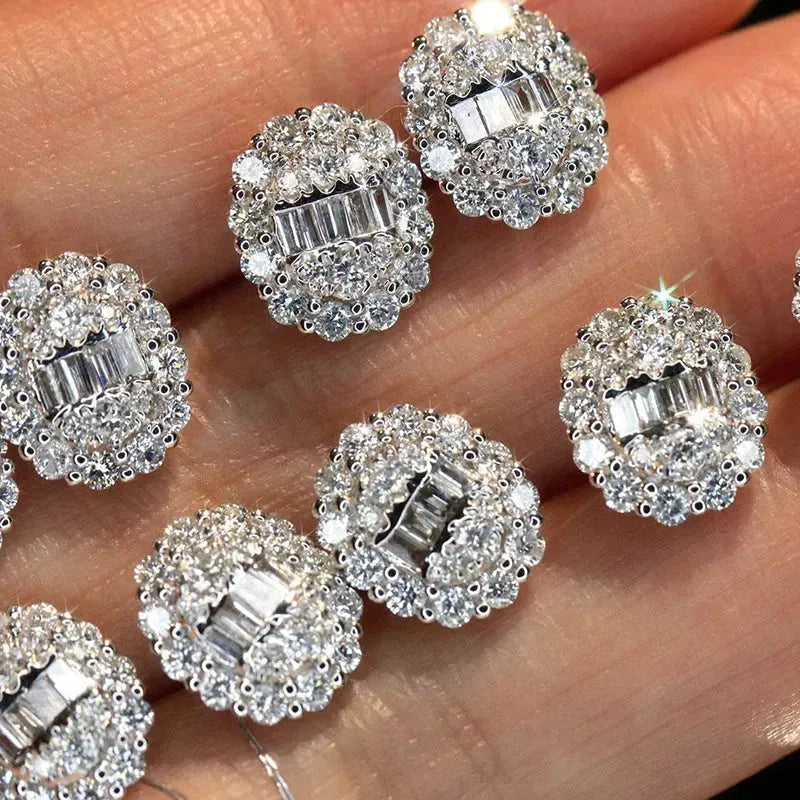 18K White Gold Diamond Stud Earrings for Women - 1.0 Carat Natural Real Diamond Luxury Wedding Jewelry Set - Perfect for Bridal, Anniversary, and Special Occasion Gifts