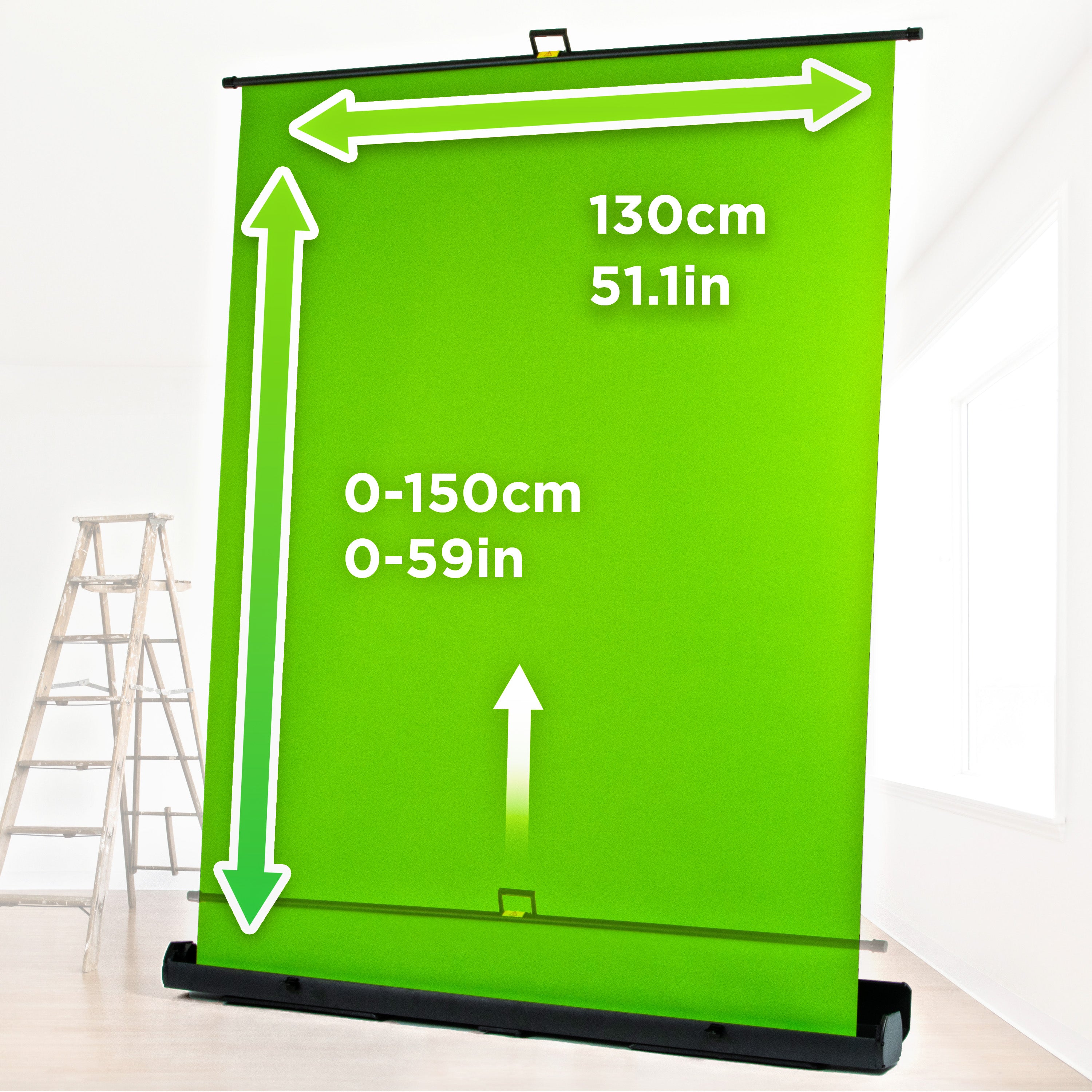 Duronic FPS15 Portable Floor Green Screen Backdrop with Stand - Foldable, Crease-Free Projector Screen for Home, Office & Video Production - Includes Carry Case | Perfect for Live Streaming, Gaming & Presentations