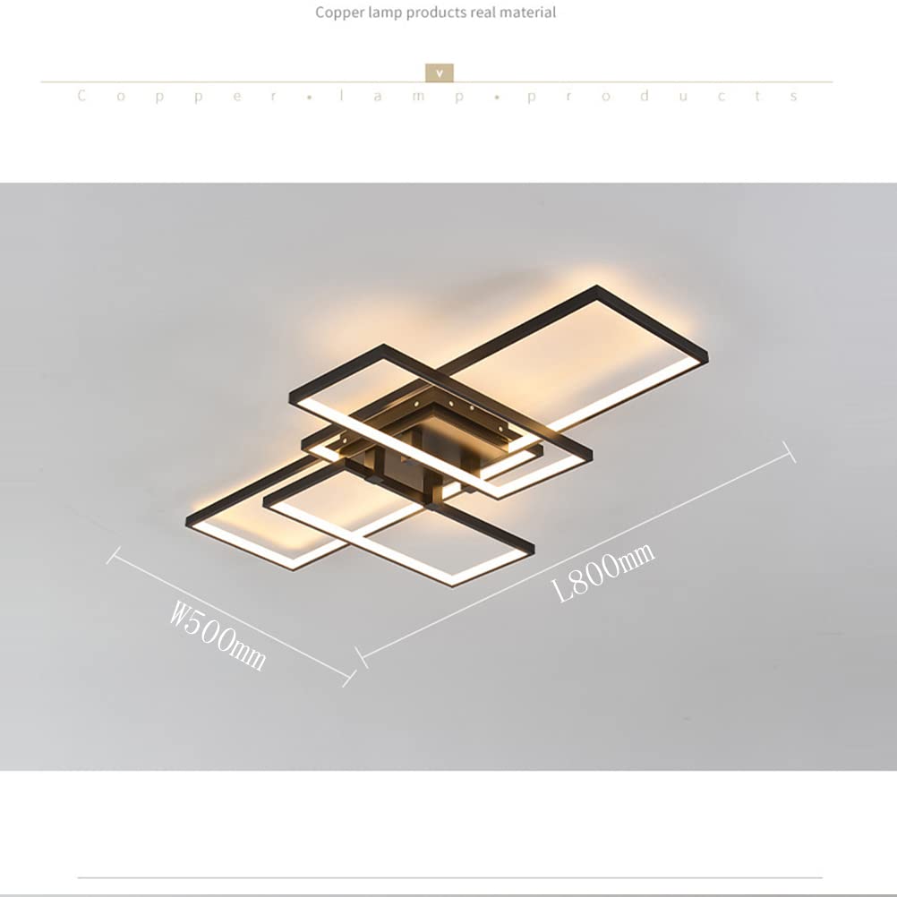 Dimmable LED Ceiling Light with Remote Control - Modern Square Acrylic Shade Hanging Lamp for Living Room, Bedroom, Kitchen & Dining Room Decor (31.5 Inch, Black) | Perfect for Ambient Lighting in Homes, Restaurants and Office Spaces