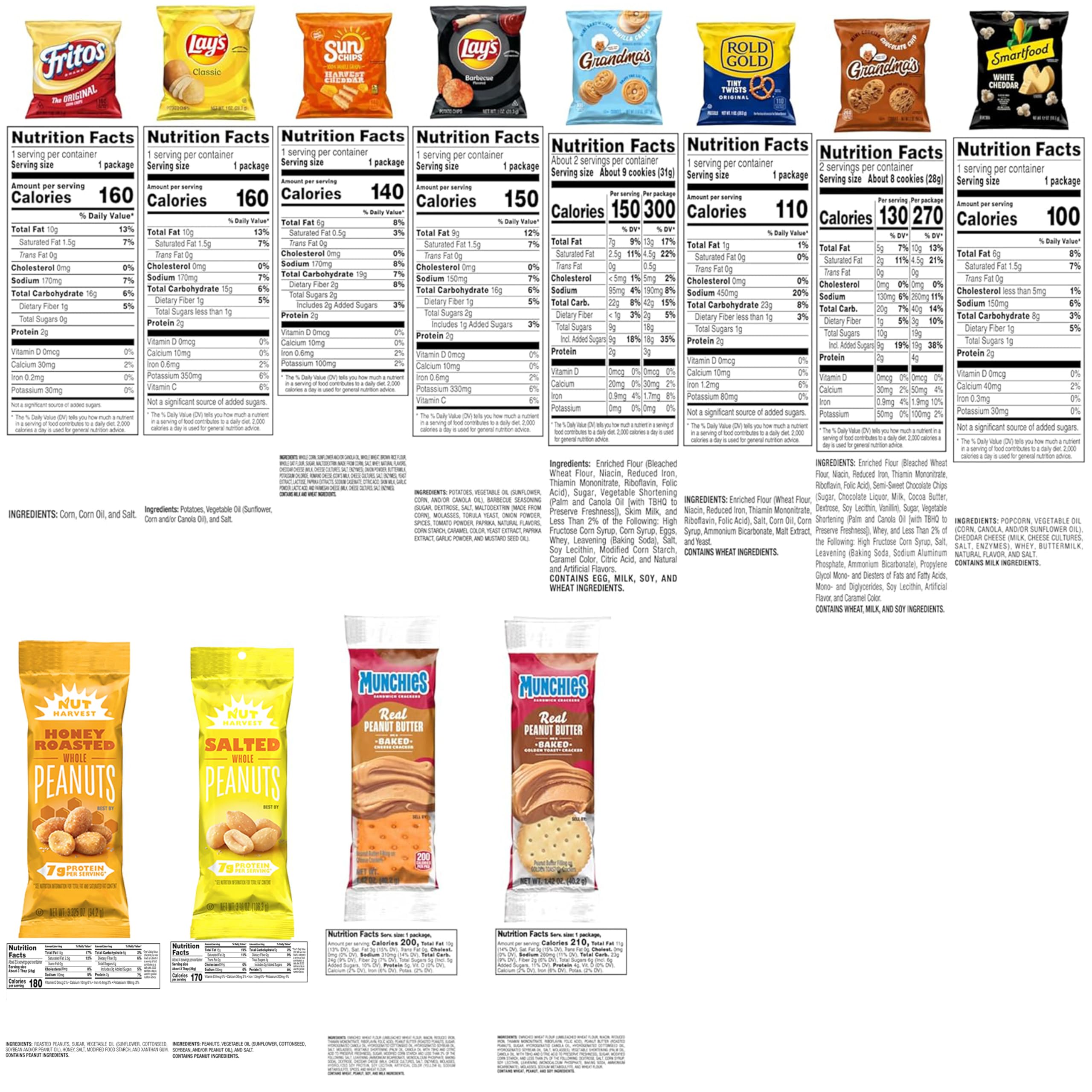Frito Lay Sweet & Salty Snack Variety Pack - 50 Count Mixed Cookies, Crackers, Chips & Nuts | Perfect for Office Snacks, Party Favors & Road Trips