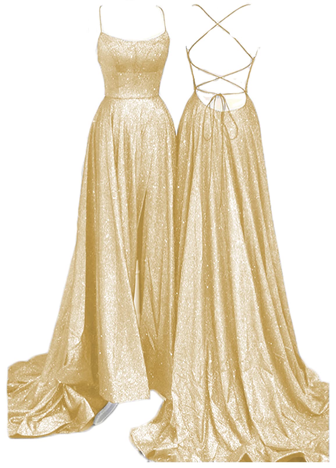 Evabirdal Women's Long Slit Glitter Satin Prom Dress with Pockets - Elegant Formal Evening Gown for Homecoming, Wedding Guest, Cocktail Party (Style E022)