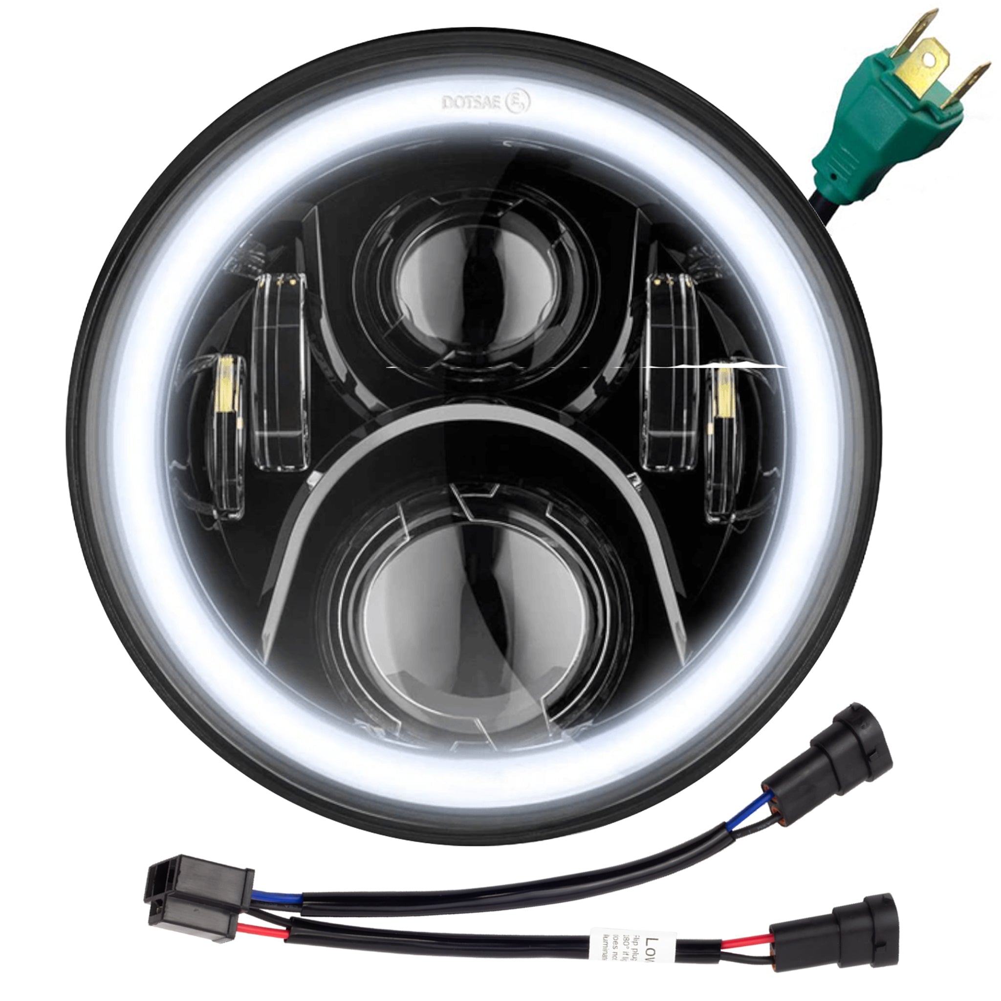 Eagle Lights 7 LED Headlight with Halo Ring - Compatible with Harley Davidson & Indian Motorcycles - Generation II Black Kit - Upgrade for Night Riding & Enhanced Visibility