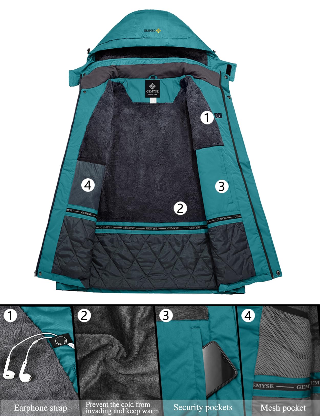 GEMYSE Women's Waterproof Ski Jacket - Winter Windproof Snow Coat for Hiking, Snowboarding & Outdoor Activities