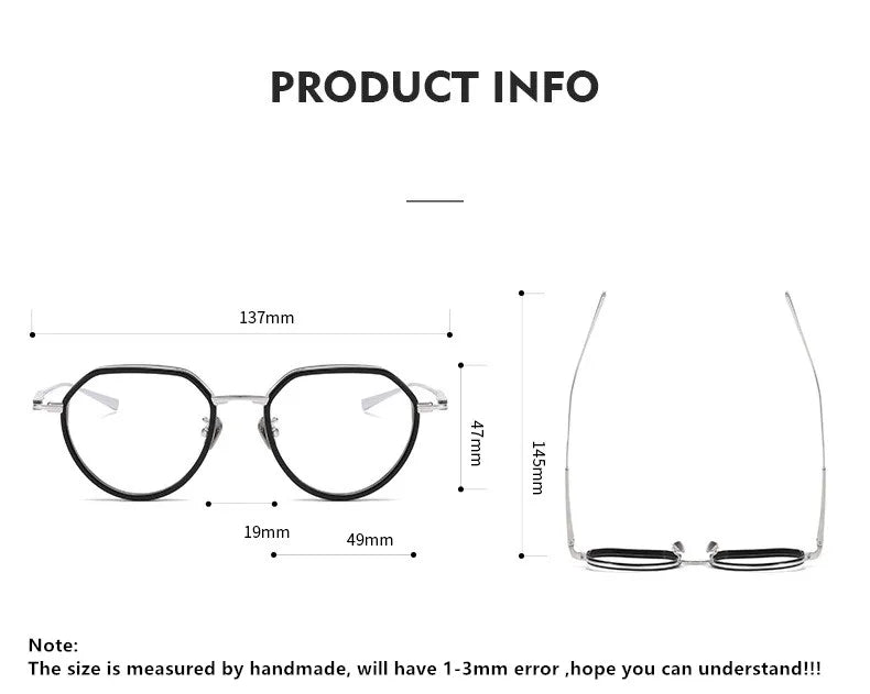 Unisex Full Rim Flat Top Round Titanium Acetate Eyeglasses 6701 - Lightweight & Durable Frame for Men & Women - Perfect for Reading, Work & Daily Wear