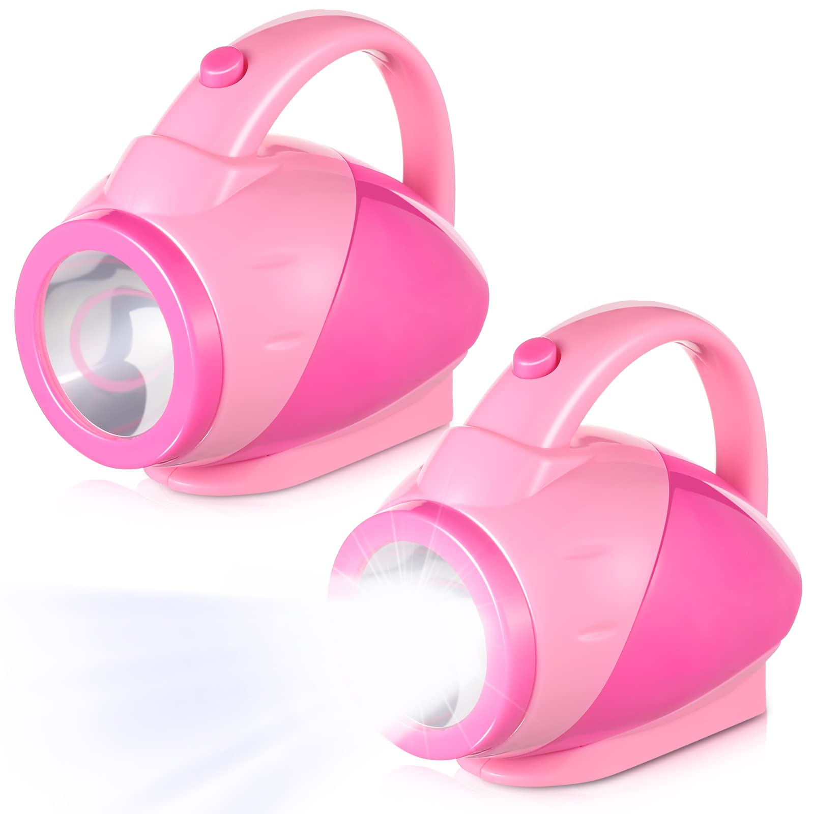 Nosiy 2-Pack Kids Flashlights for Toddlers - Pink Plastic Flashlights with Easy-Grip Handle, Camping Essentials for Boys & Girls (Perfect for Outdoor Adventures, Birthday Gifts & Nighttime Exploration)