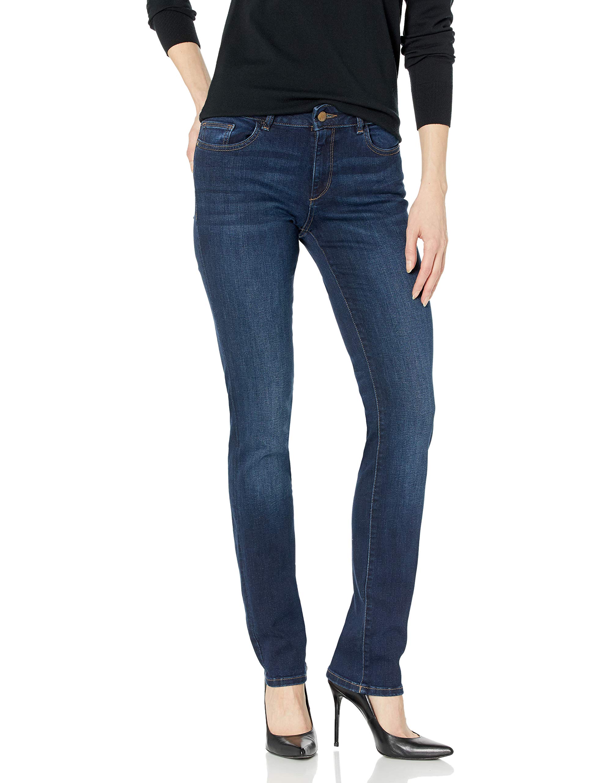 DL1961 Women's Coco Curvy Mid Rise Straight Leg Jeans - Stretch Denim Pants for Everyday Comfort | Perfect for Work, Casual Outings & Weekend Wear