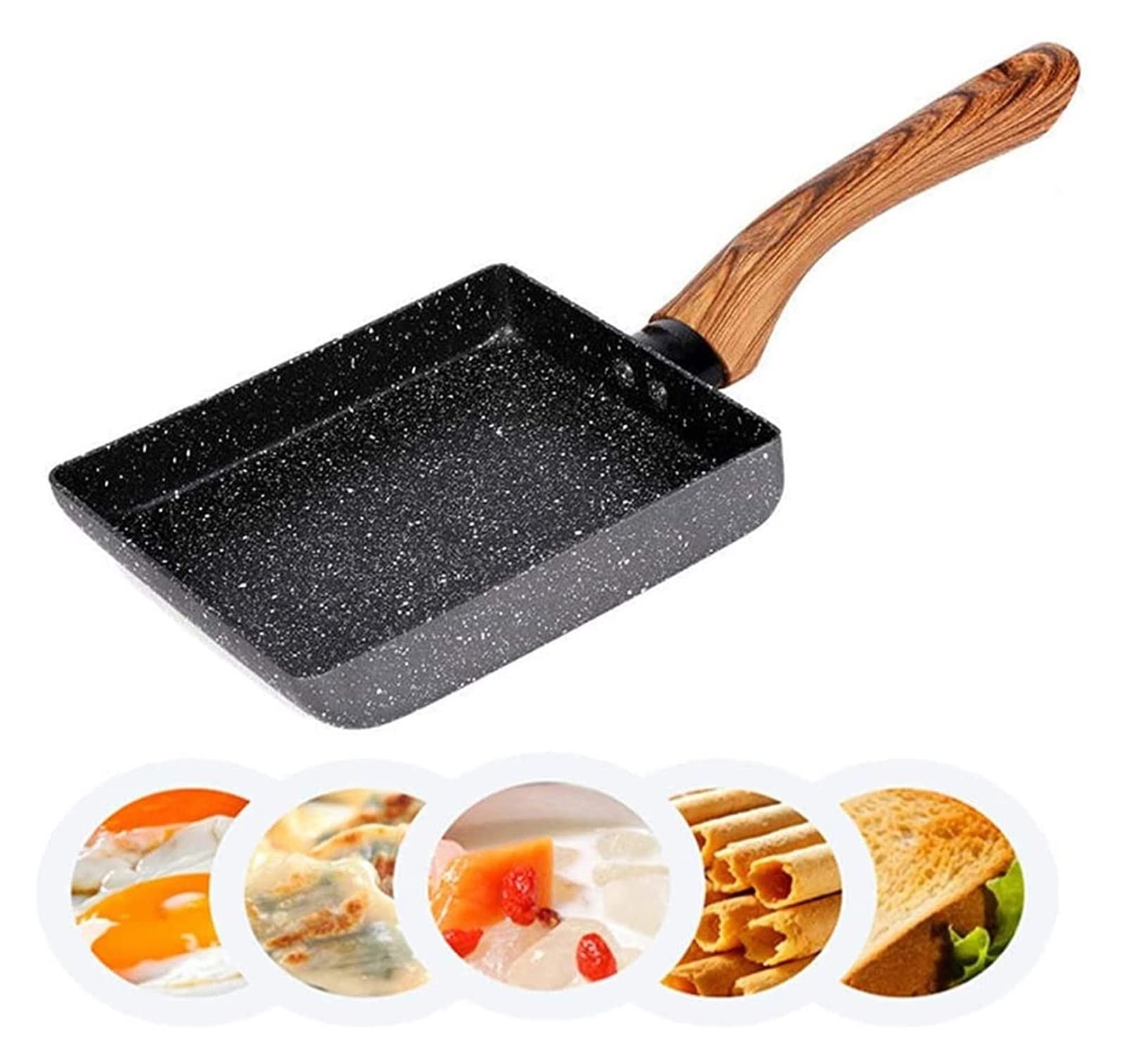 Handiya Non-Stick Square Wok Pan - Yuzi Maifan Stone Coating, Induction & Gas Stove Compatible - Perfect for Stir-Fry, Sautéing & Asian Cooking
