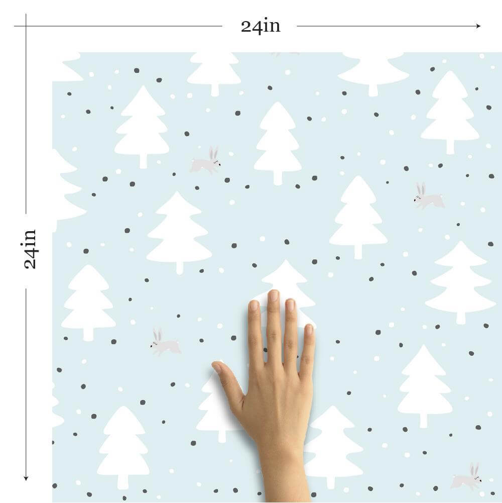 White and Charcoal Forest Baby Peel and Stick Removable Wallpaper 7776 - Self-Adhesive Nursery Wall Decor for Kids Room & Nursery - Perfect for Bedrooms, Playrooms and Baby Shower Gifts