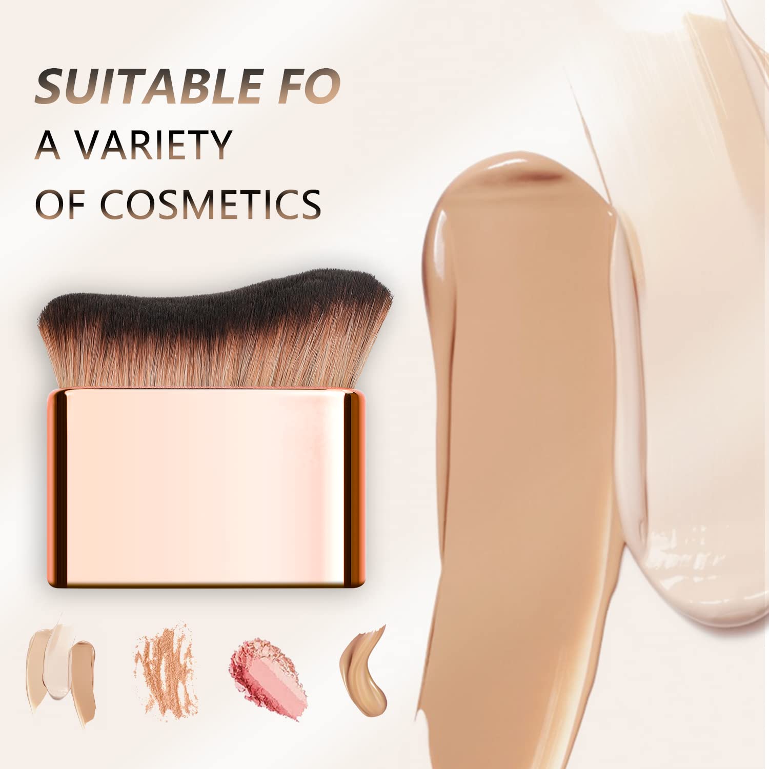 BeCause Pro Siren Foundation Makeup Brush - Premium Rose Gold Makeup Brush Set for Flawless Liquid & Powder Foundation Application | Perfect for Professional Makeup Artists & Home Beauty Routines
