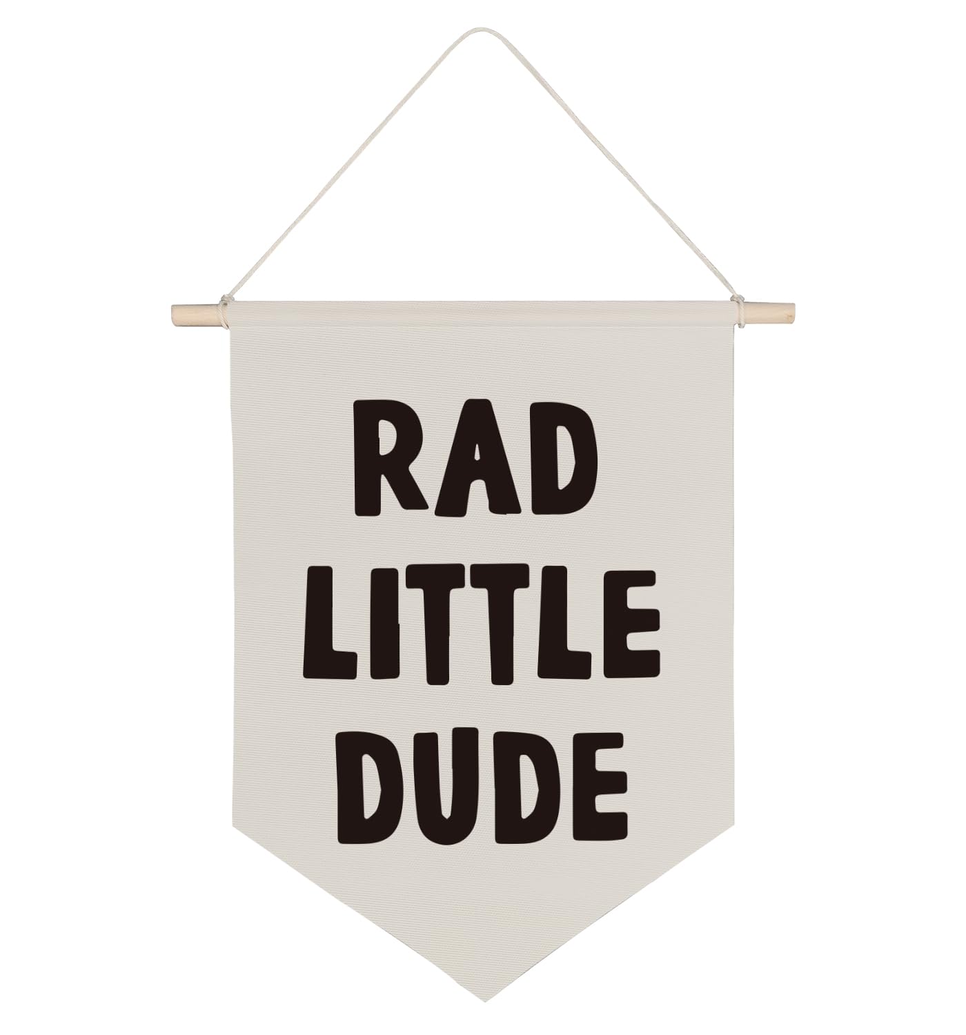 Cool Boy Nursery Wall Decor - Rad Little Dude Room Decor for Bedroom, Playroom & Kids Room | Hanging Pennant Flag Canvas Banner for Toddler Boys - Perfect for Birthday Parties & Nursery Theming