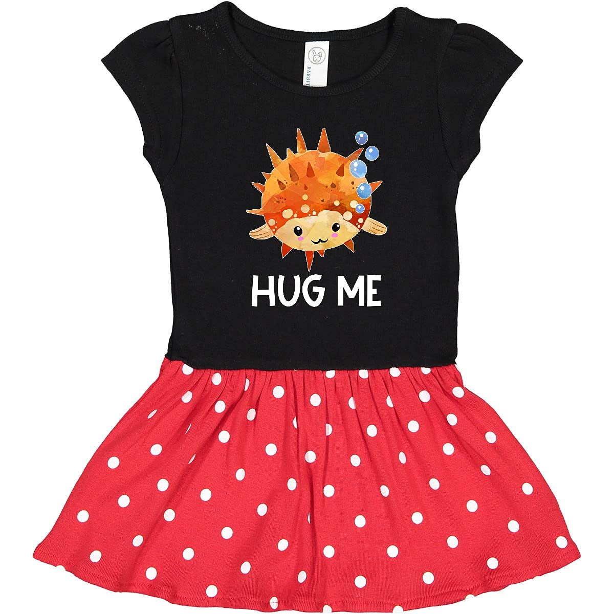 Inktastic Cute Pufferfish with Bubbles Print Toddler Dress - Soft Cotton Baby Girl Outfit for Playdates, Birthday Parties & Casual Wear