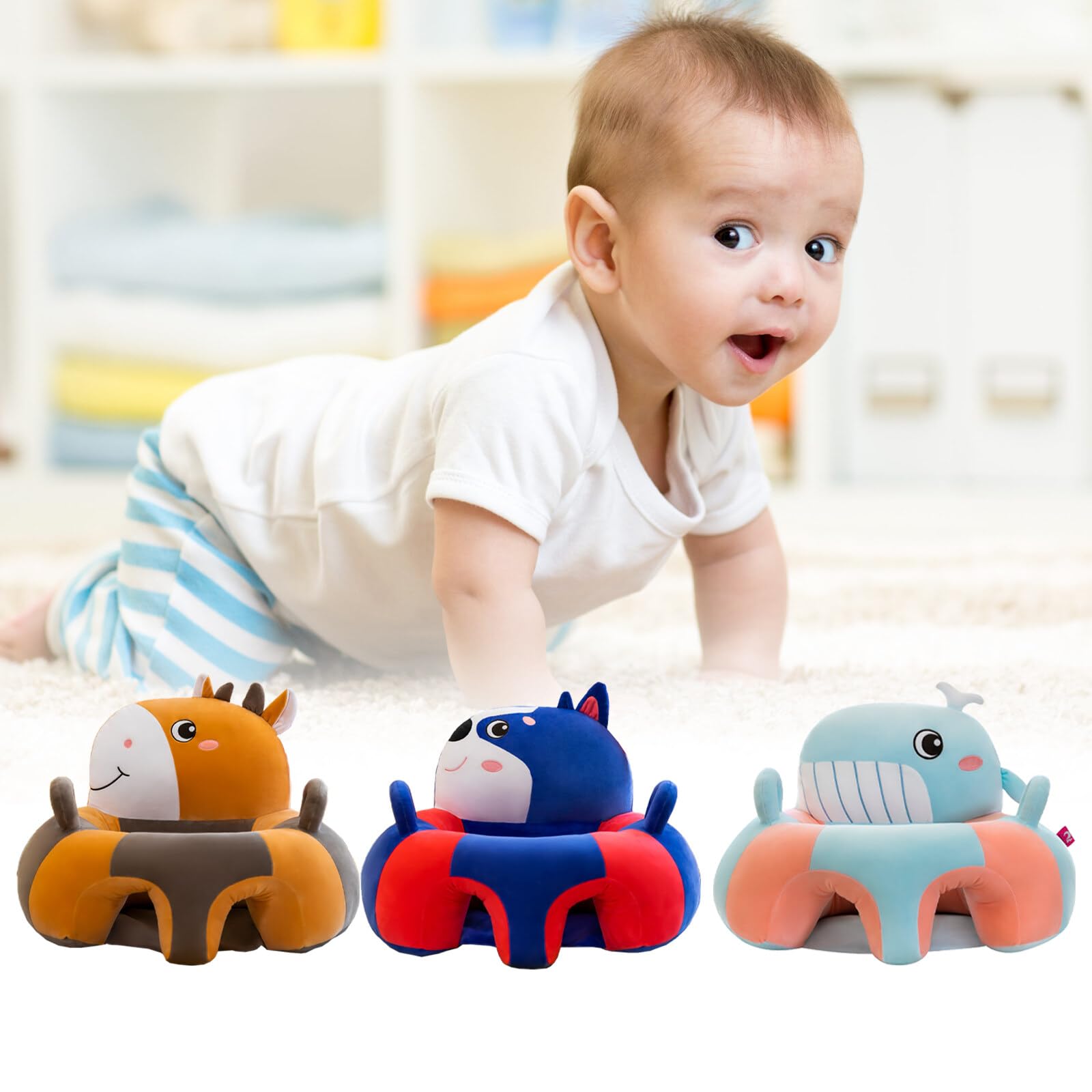 **Baby Support Sofa Chair - Infant Learning to Sit Chair with Soft Cover for Toddlers 0-12 Months - Perfect for Playtime, Nursing & Safe Sitting Practice**